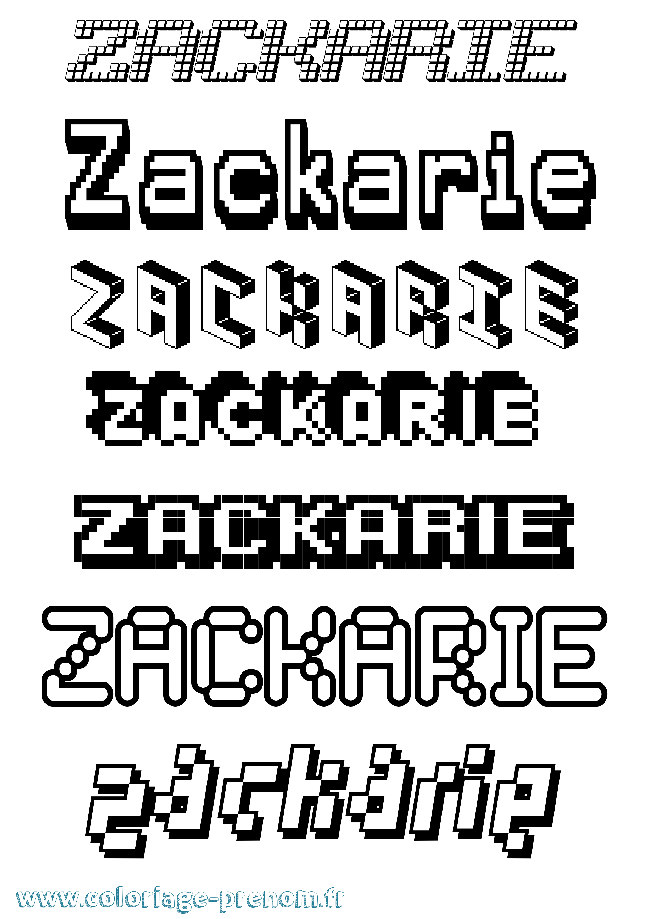 Coloriage Zackarie Pixel Coloriage prénom Zackarie Pixel