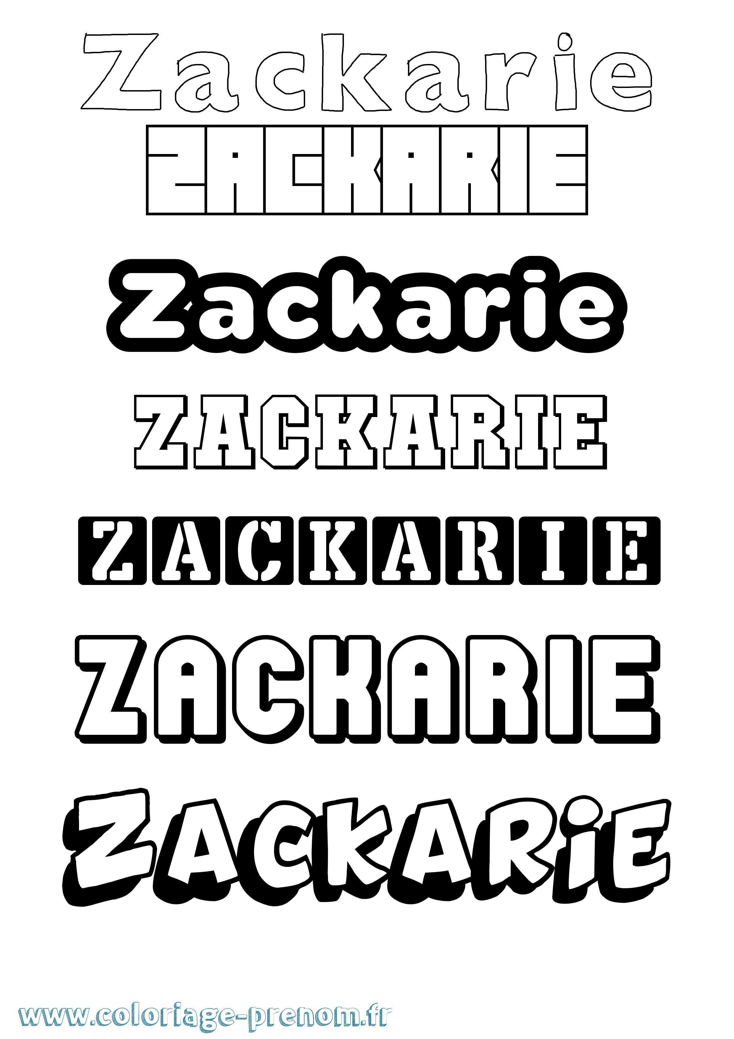 Coloriage Zackarie Simple Coloriage prénom Zackarie Simple