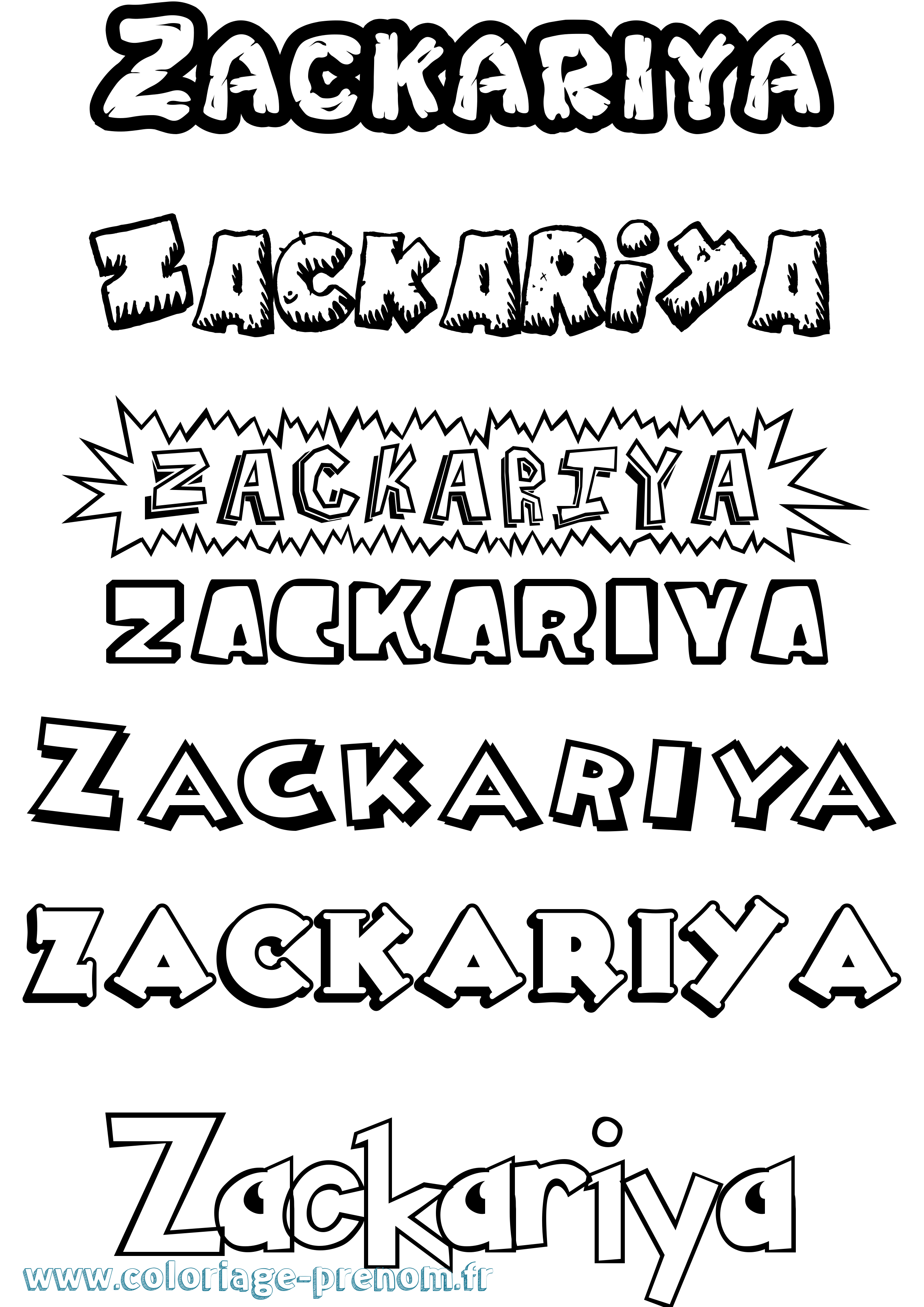 Coloriage Zackariya Dessin Animé Coloriage prénom Zackariya Dessin Animé