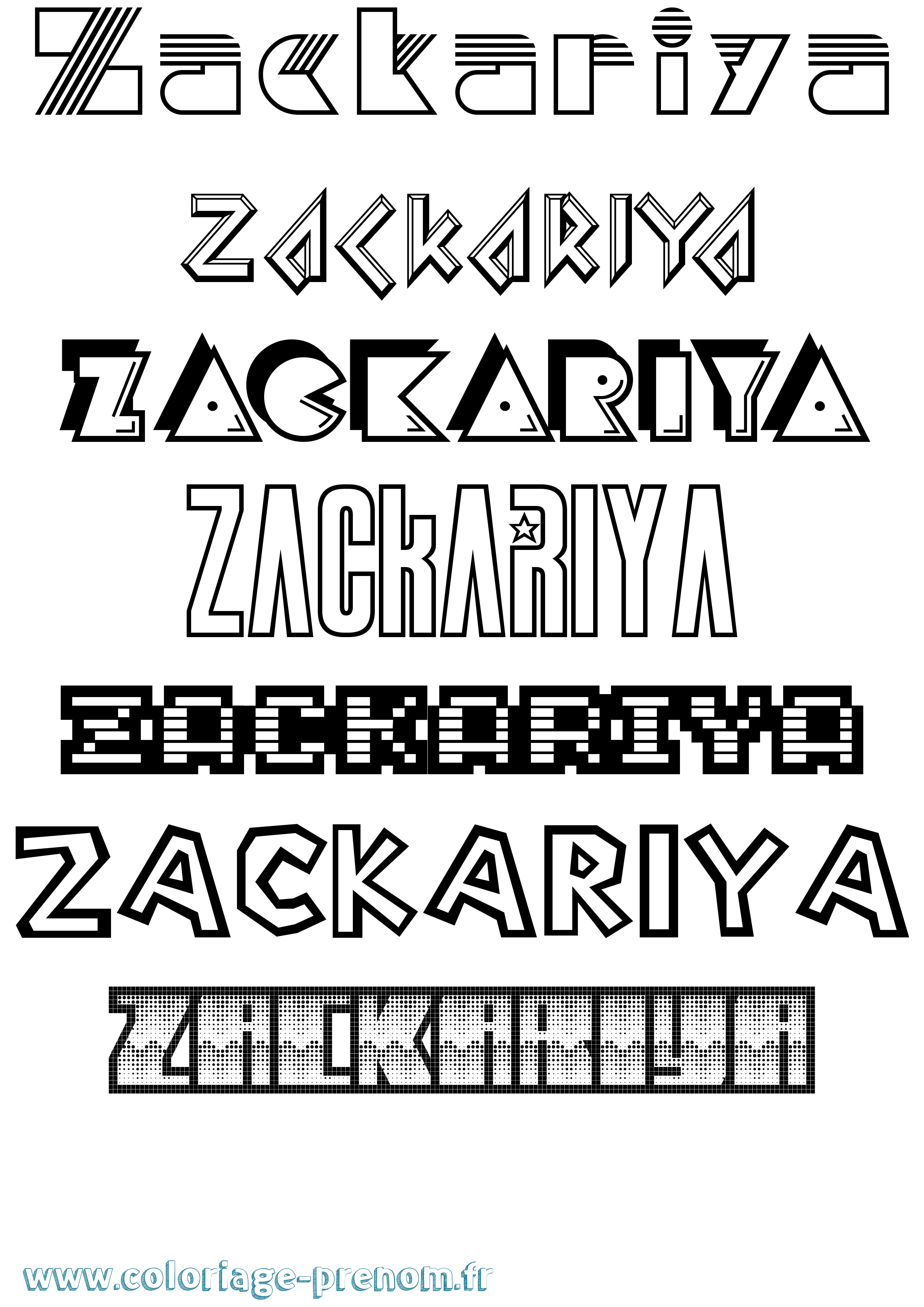 Coloriage Zackariya Jeux Vidéos Coloriage prénom Zackariya Jeux Vidéos