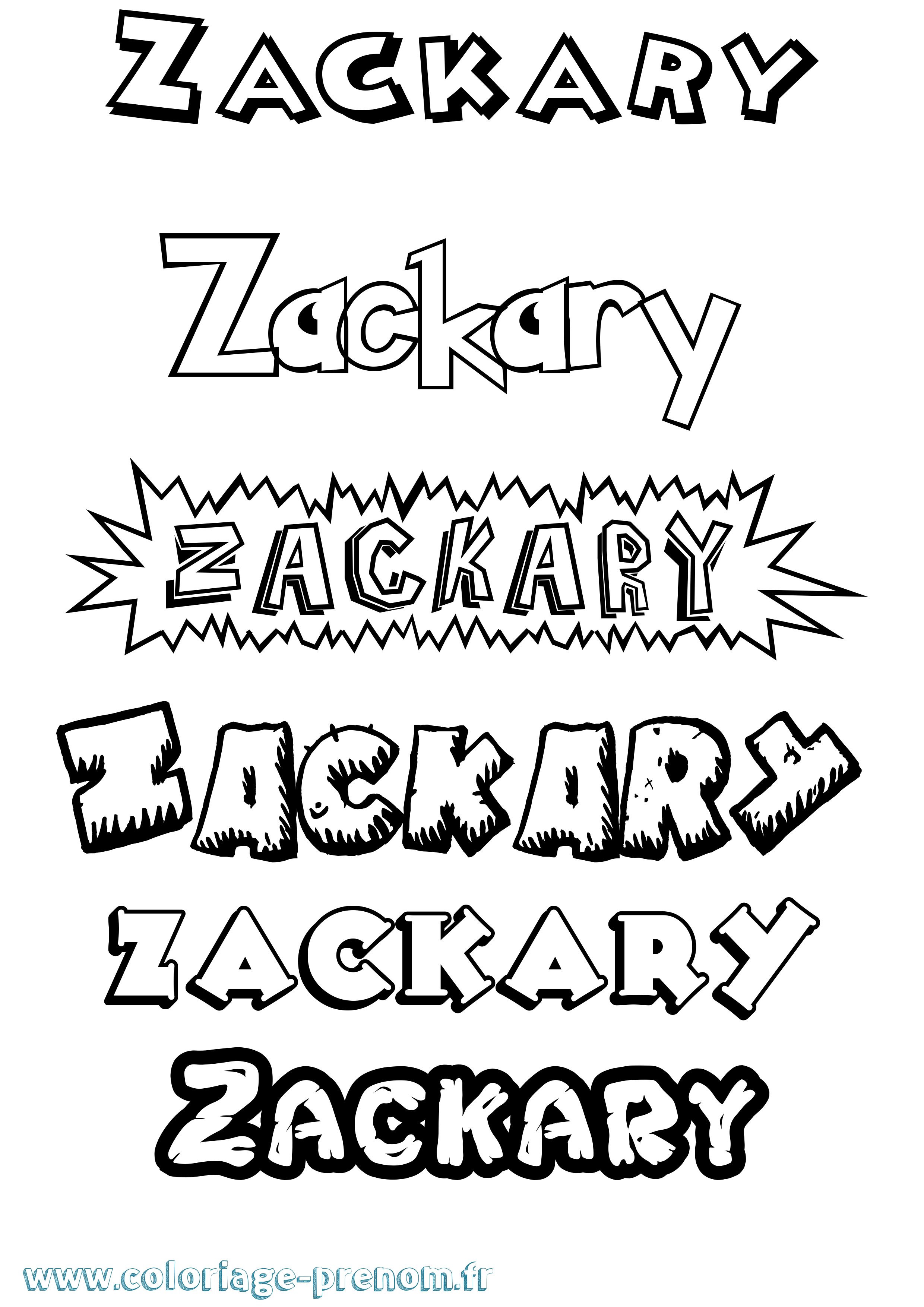 Coloriage Zackary Dessin Animé Coloriage prénom Zackary Dessin Animé