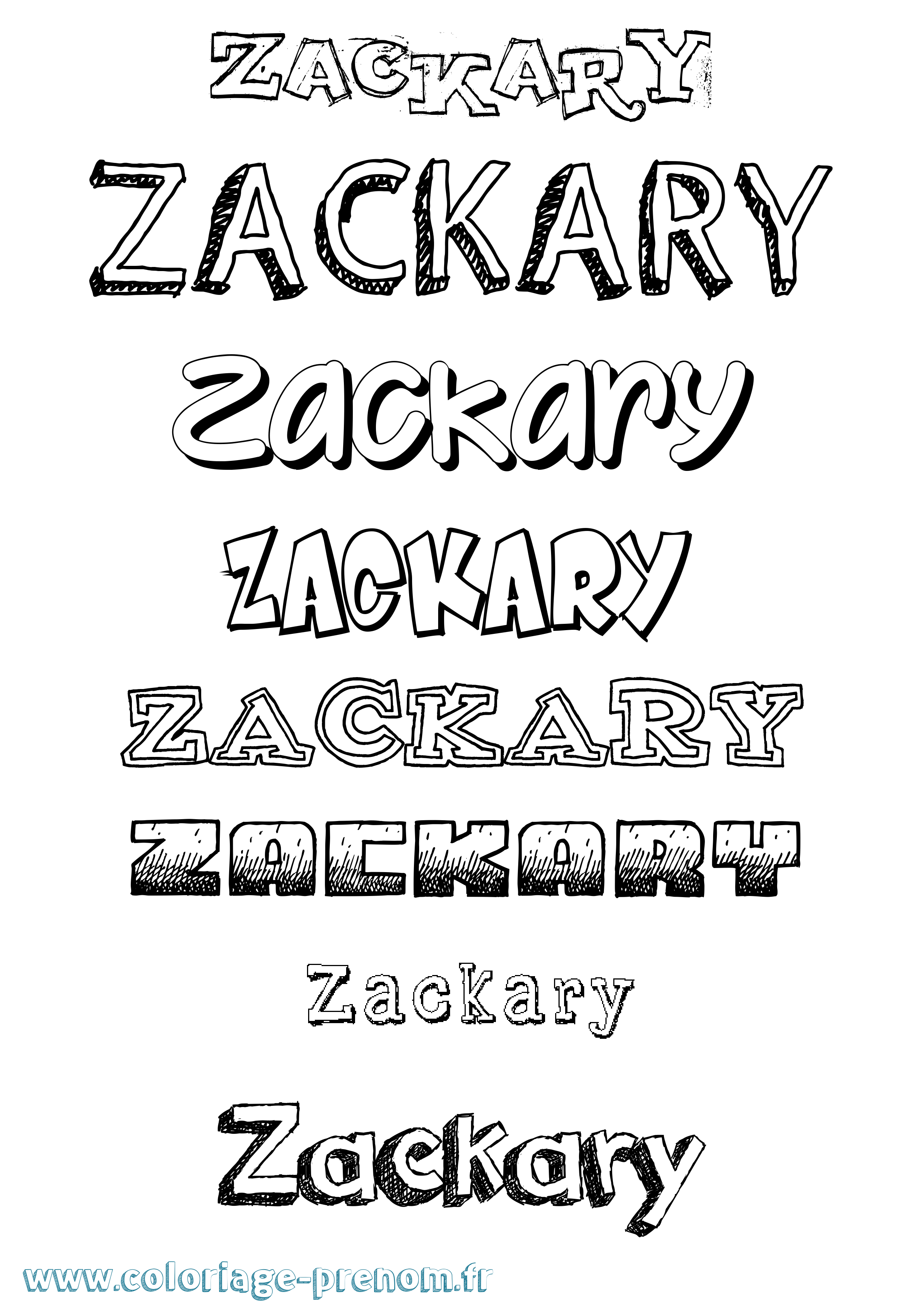 Coloriage prénom Zackary Dessiné