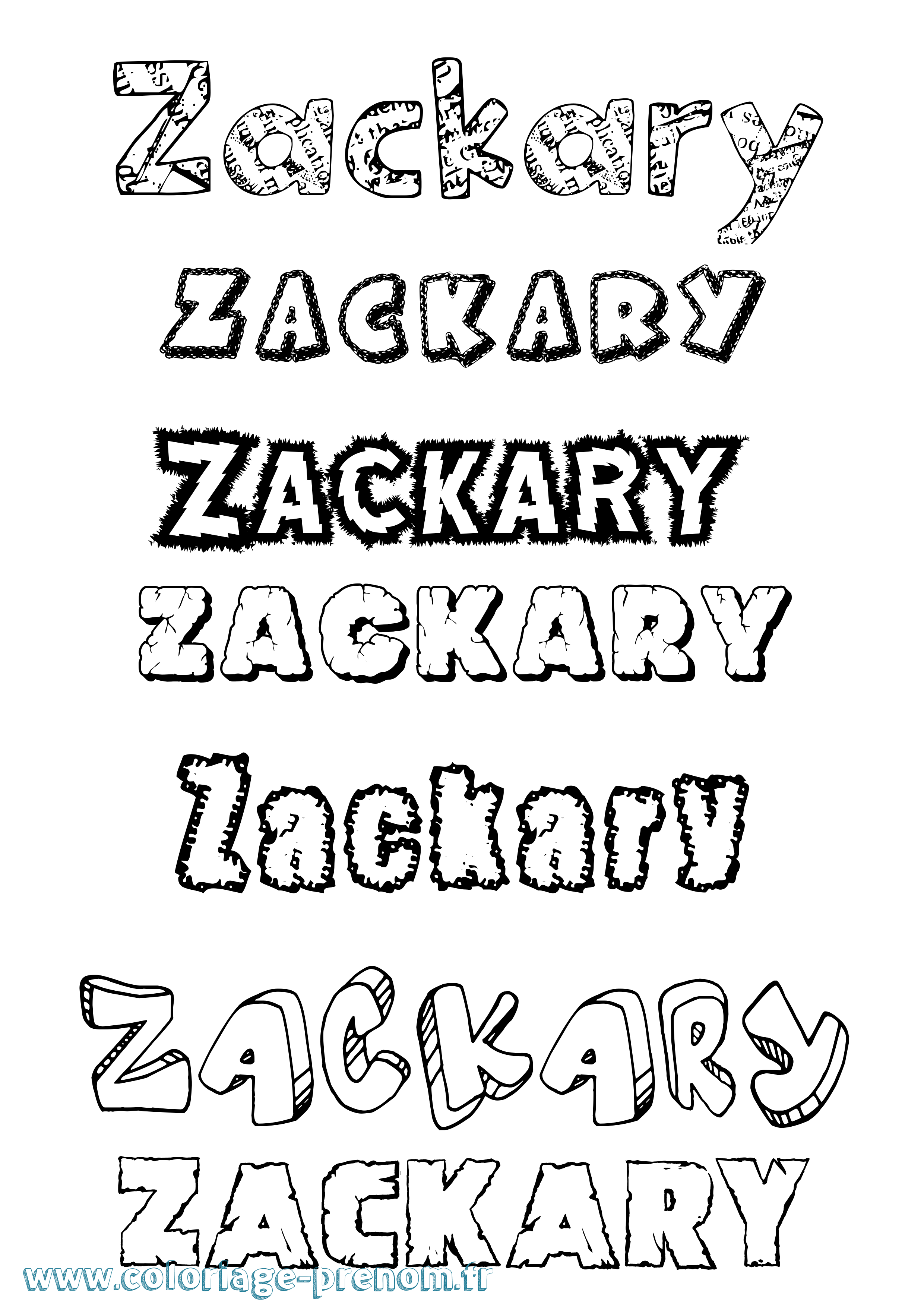 Coloriage Zackary Destructuré Coloriage prénom Zackary Destructuré