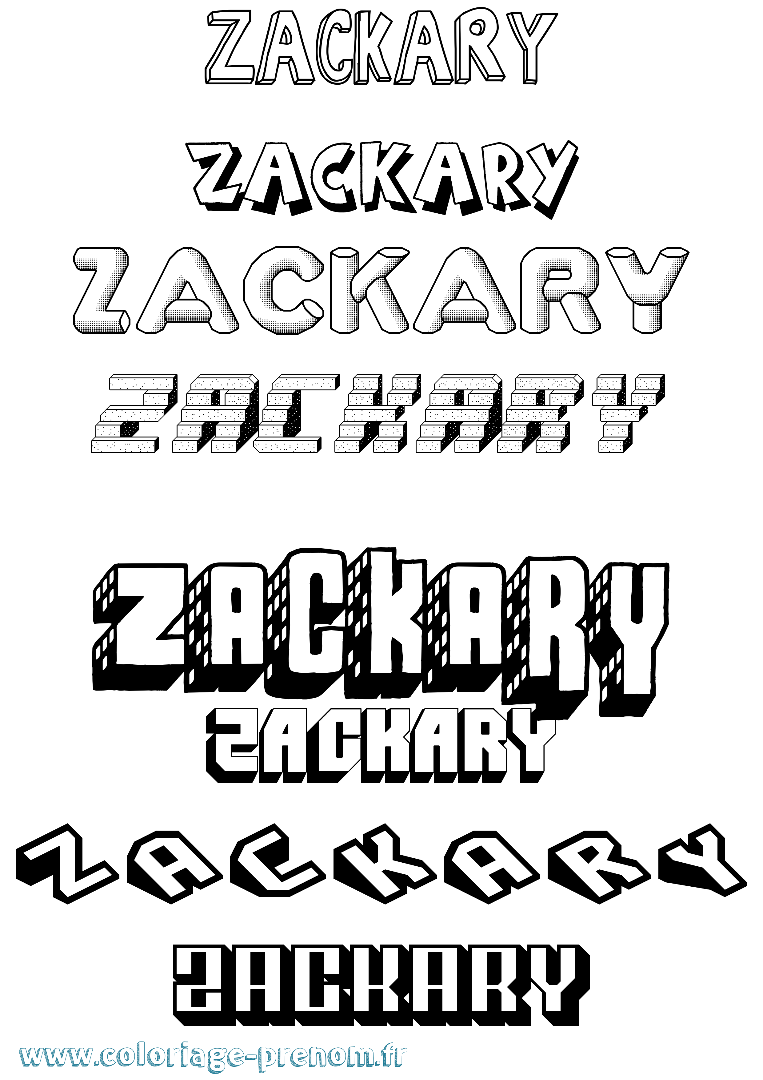 Coloriage Zackary Effet 3D Coloriage prénom Zackary Effet 3D