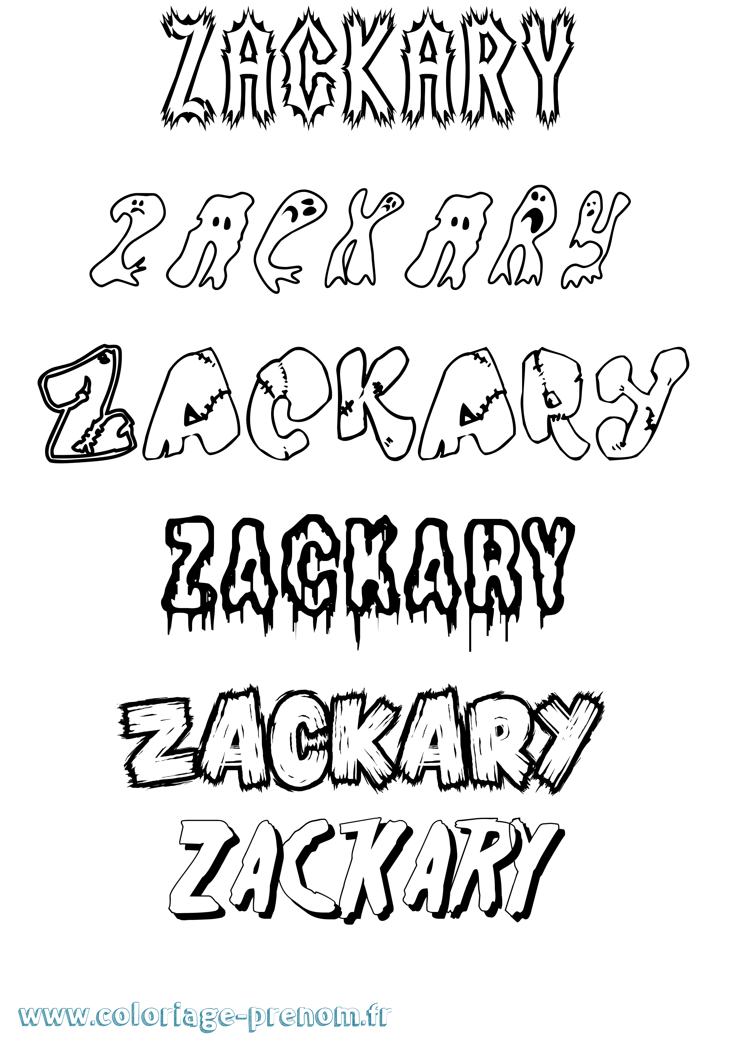 Coloriage Zackary Frisson Coloriage prénom Zackary Frisson