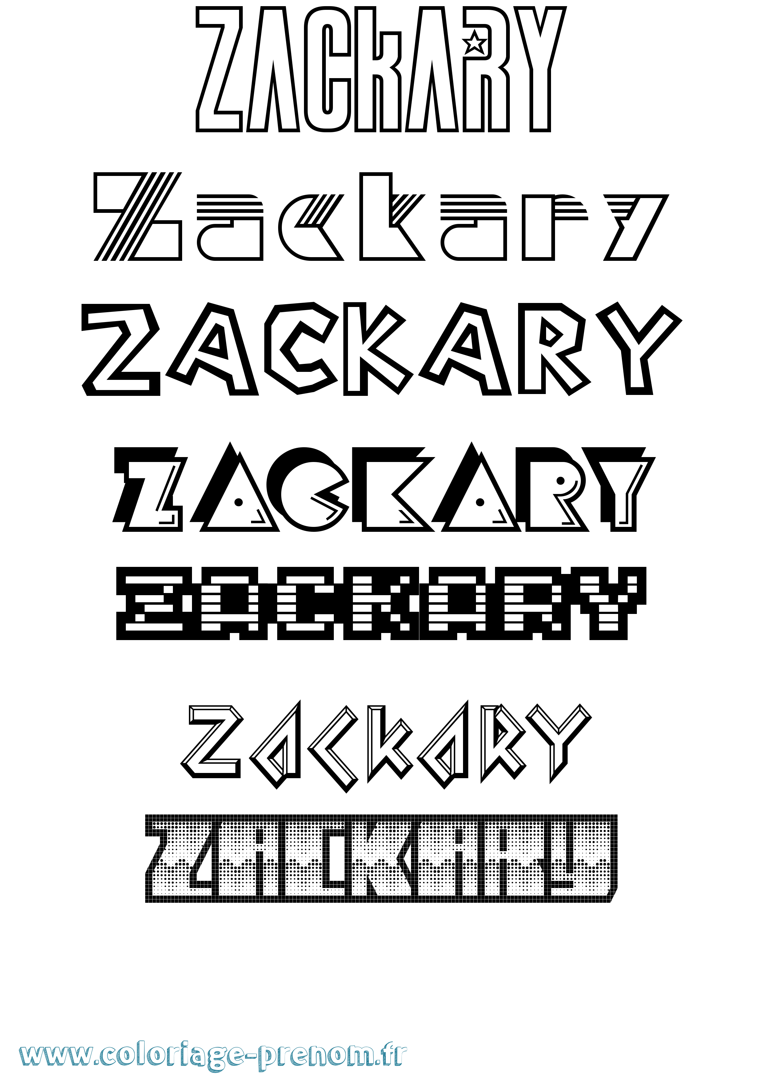 Coloriage prénom Zackary Jeux Vidéos