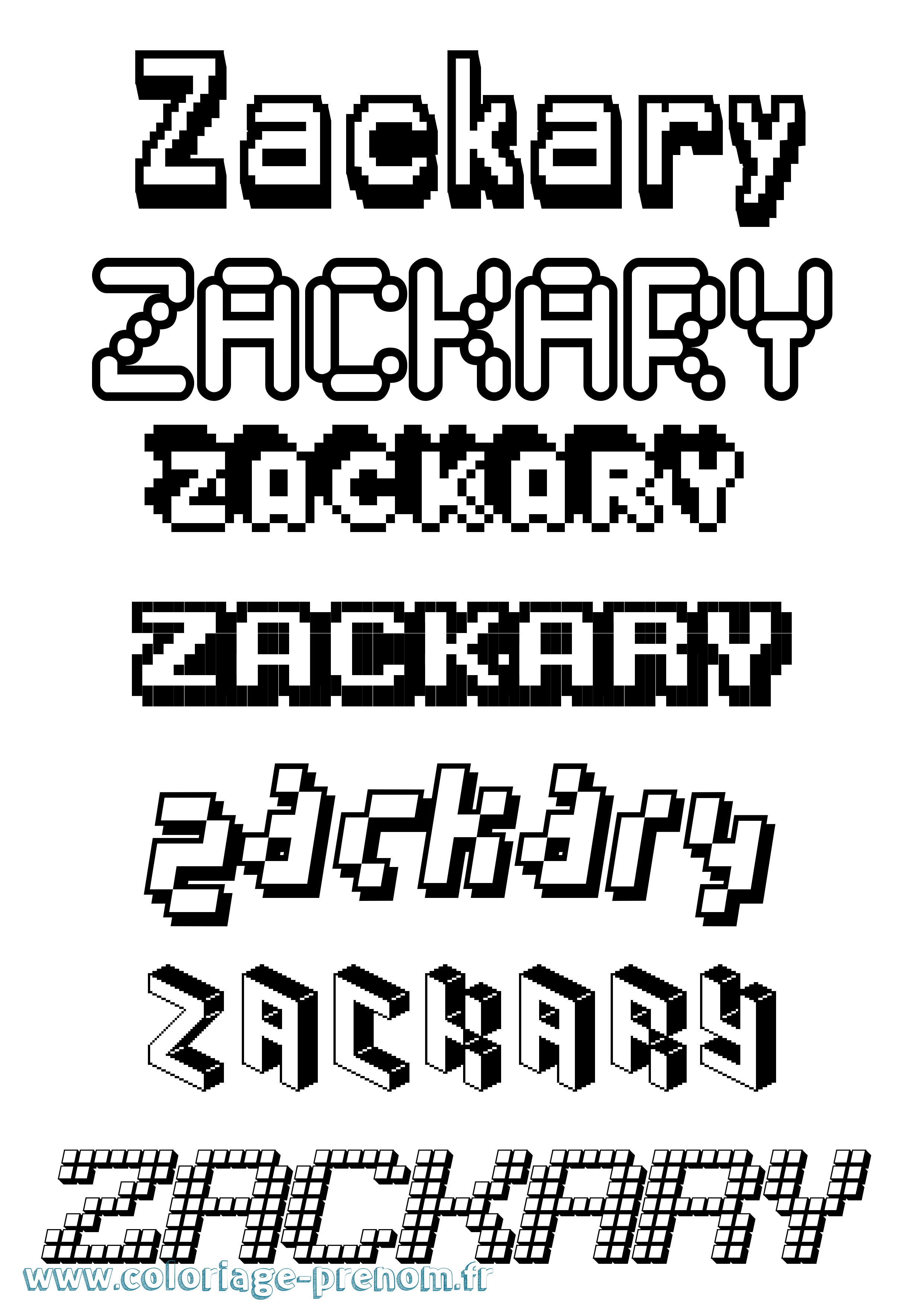 Coloriage Zackary Pixel Coloriage prénom Zackary Pixel