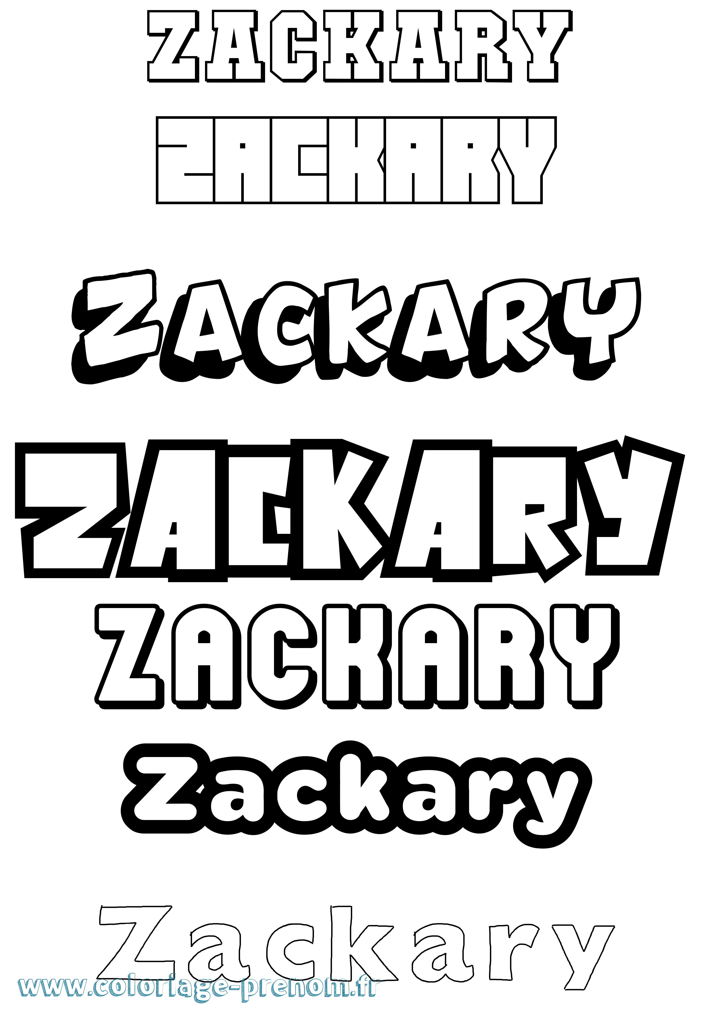 Coloriage Zackary Simple Coloriage prénom Zackary Simple