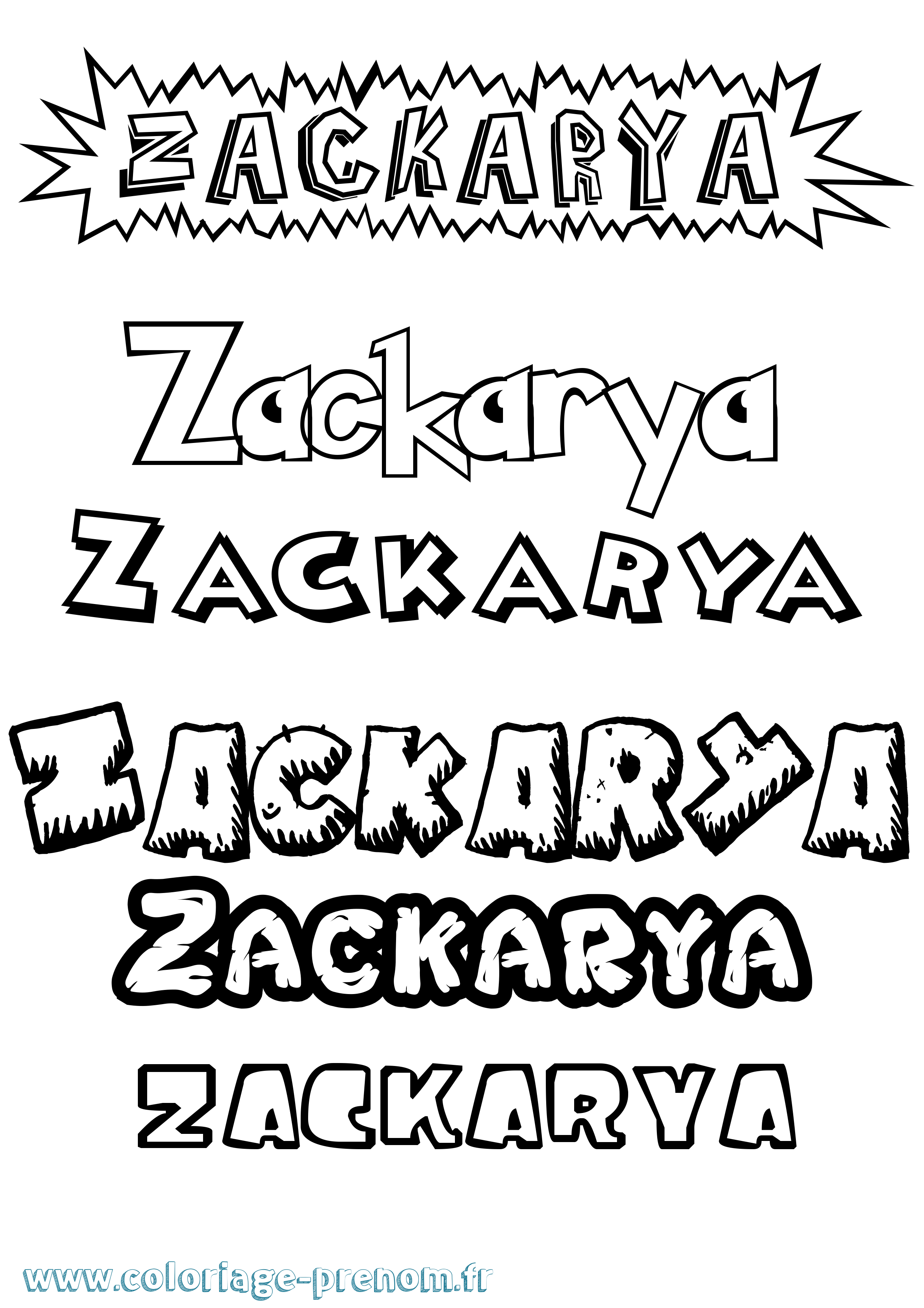 Coloriage Zackarya Dessin Animé Coloriage prénom Zackarya Dessin Animé