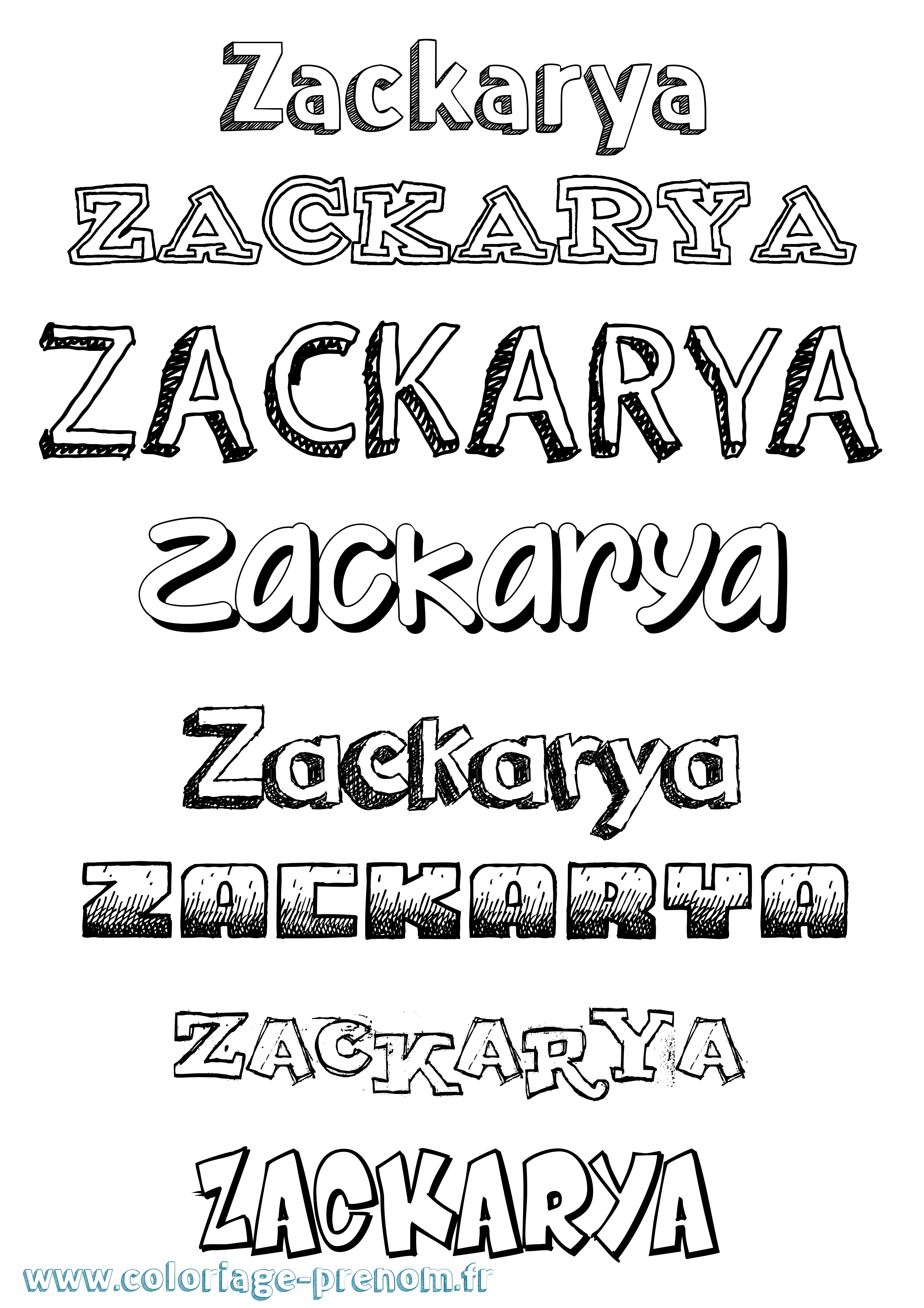 Coloriage Zackarya Dessiné Coloriage prénom Zackarya Dessiné