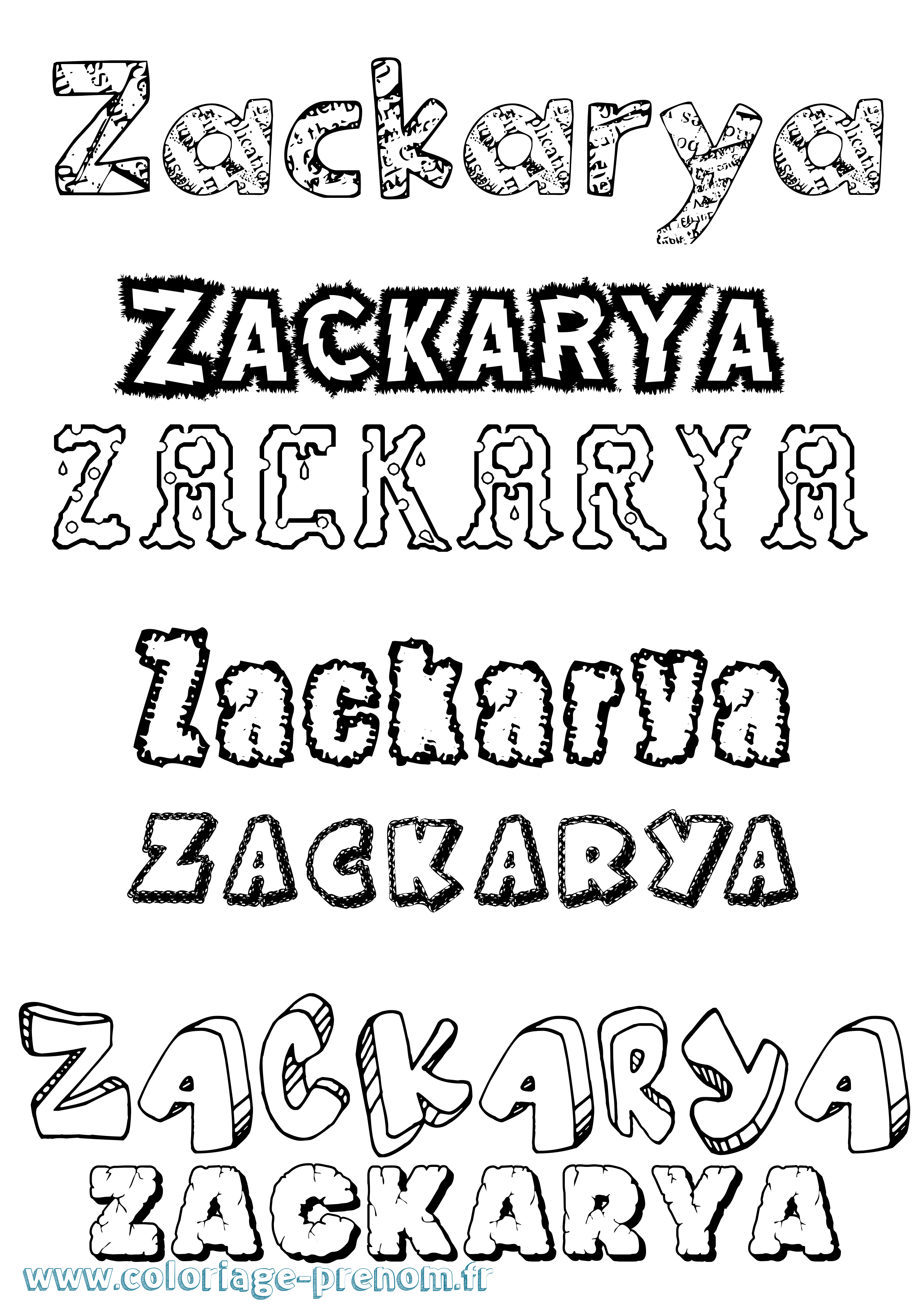 Coloriage Zackarya Destructuré Coloriage prénom Zackarya Destructuré