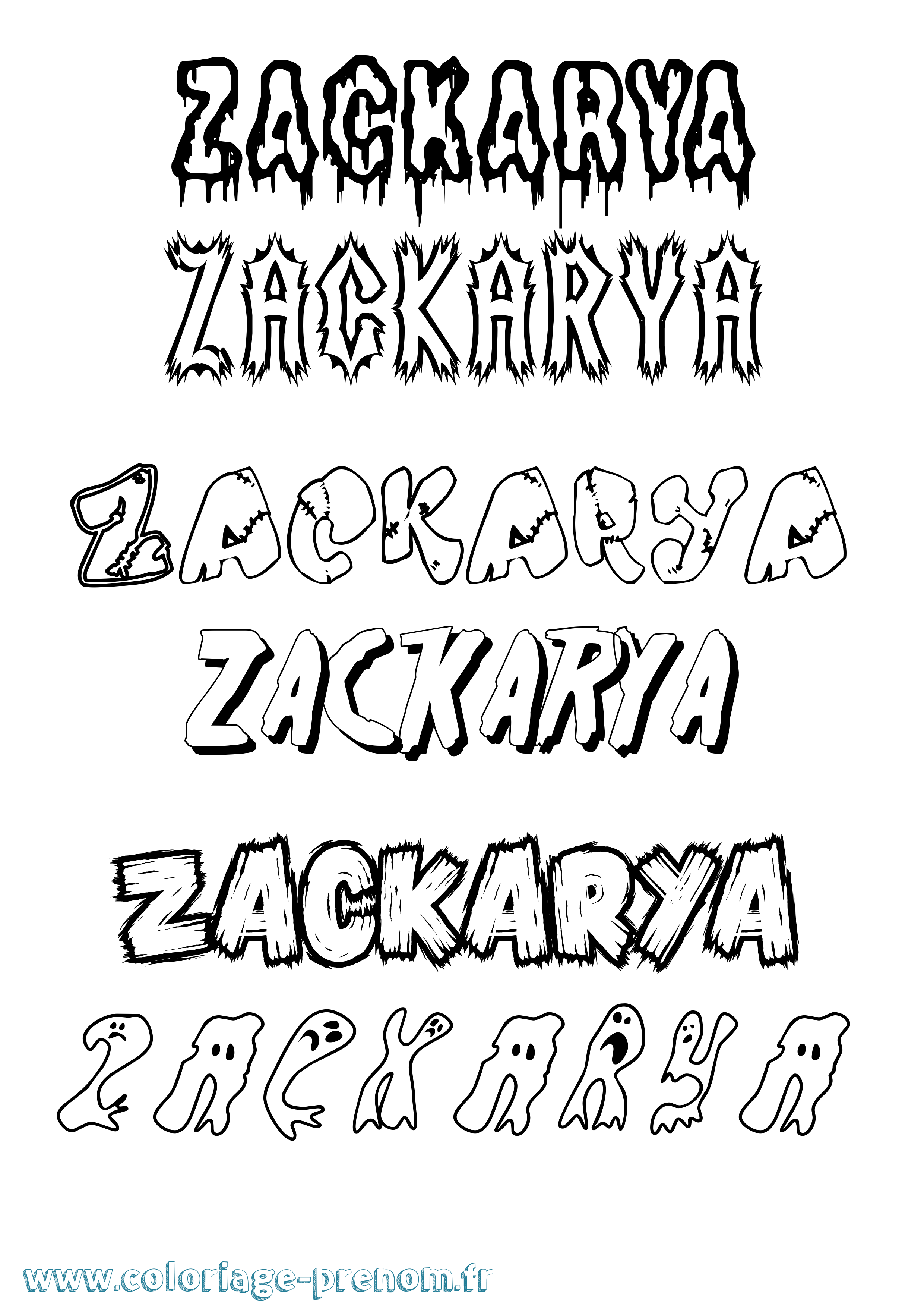 Coloriage Zackarya Frisson Coloriage prénom Zackarya Frisson