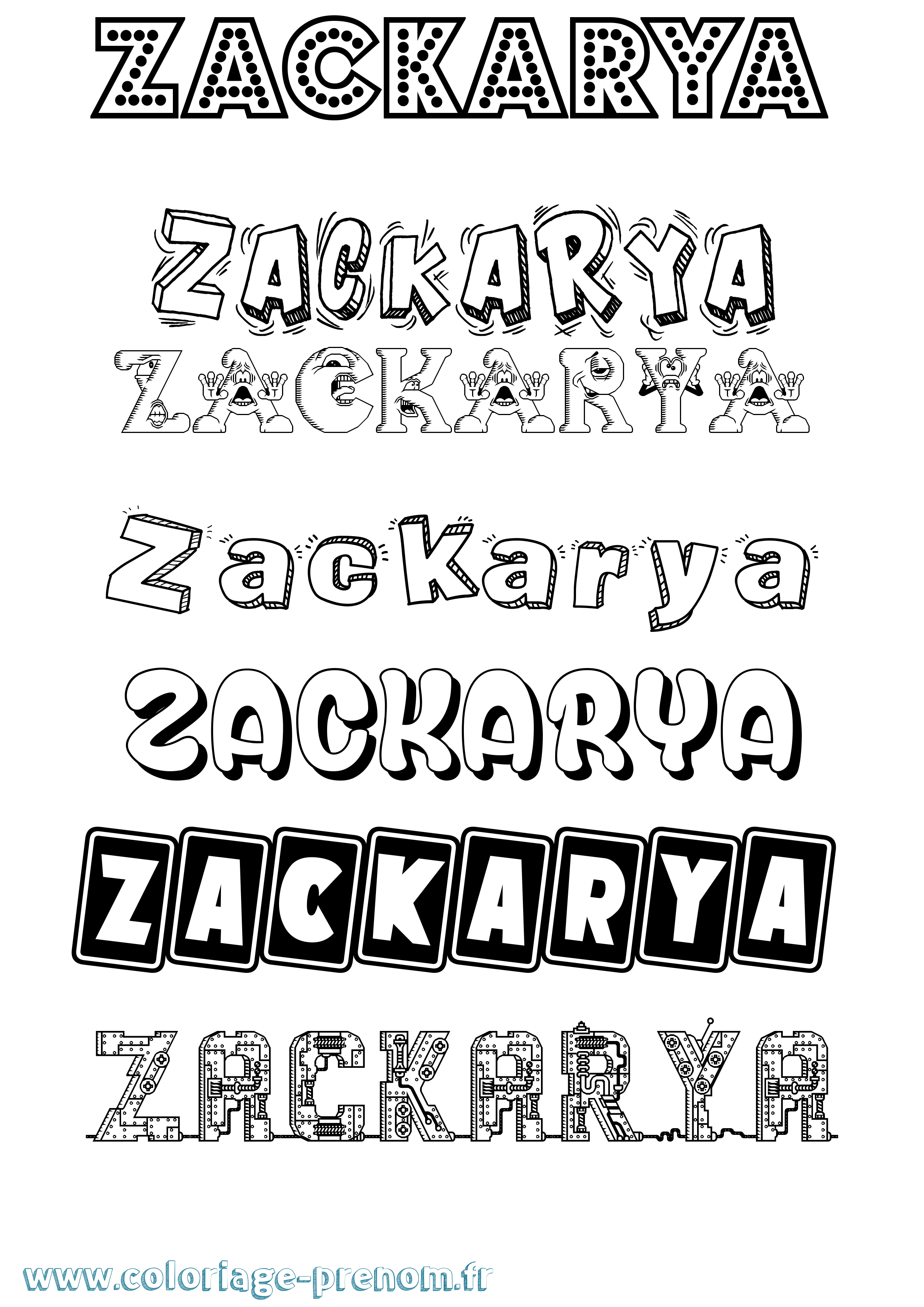 Coloriage Zackarya Fun Coloriage prénom Zackarya Fun