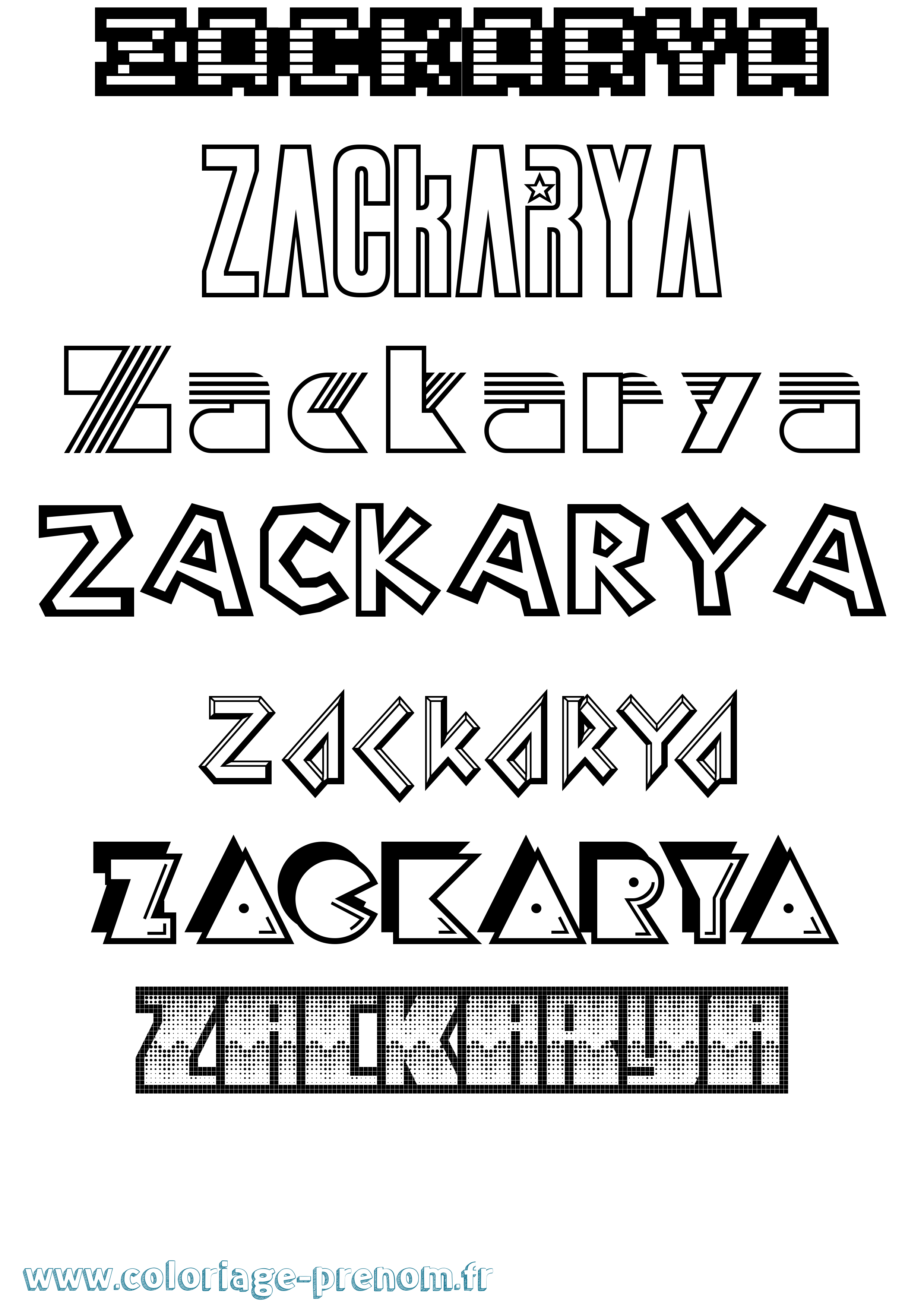 Coloriage Zackarya Jeux Vidéos Coloriage prénom Zackarya Jeux Vidéos