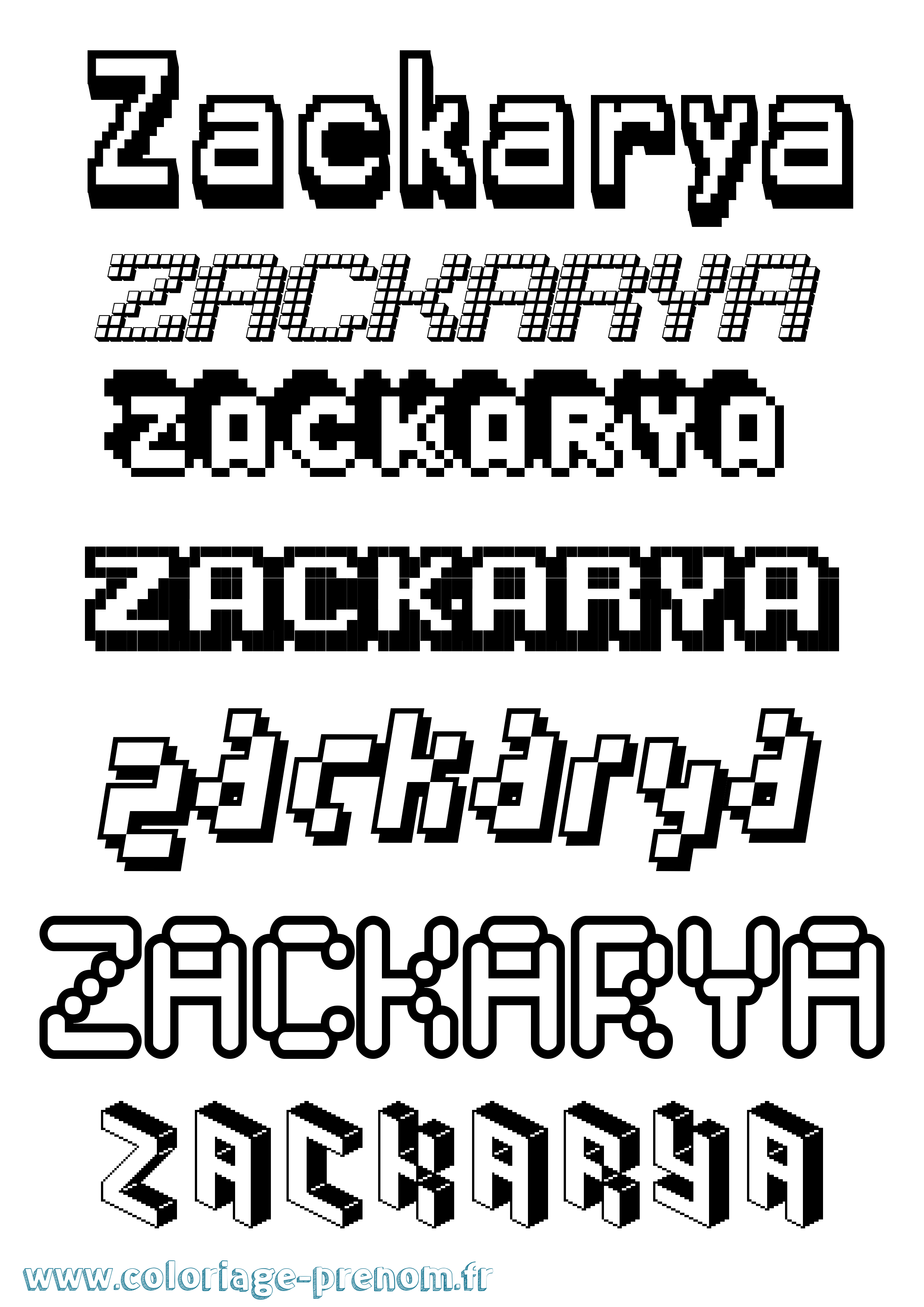 Coloriage Zackarya Pixel Coloriage prénom Zackarya Pixel