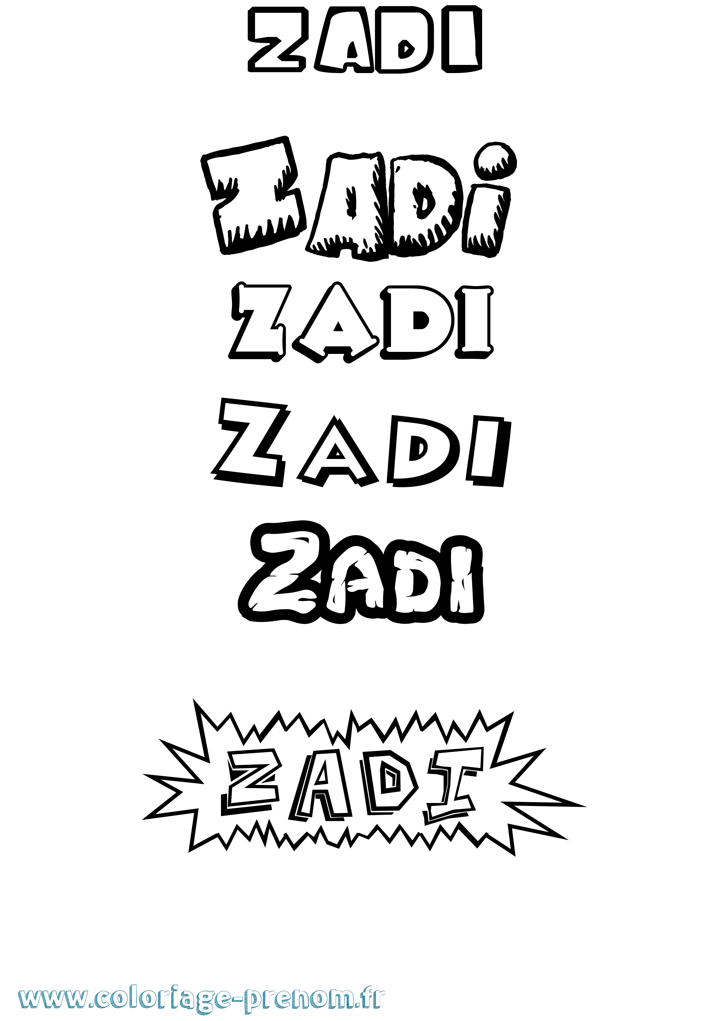 Coloriage Zadi Dessin Animé Coloriage prénom Zadi Dessin Animé