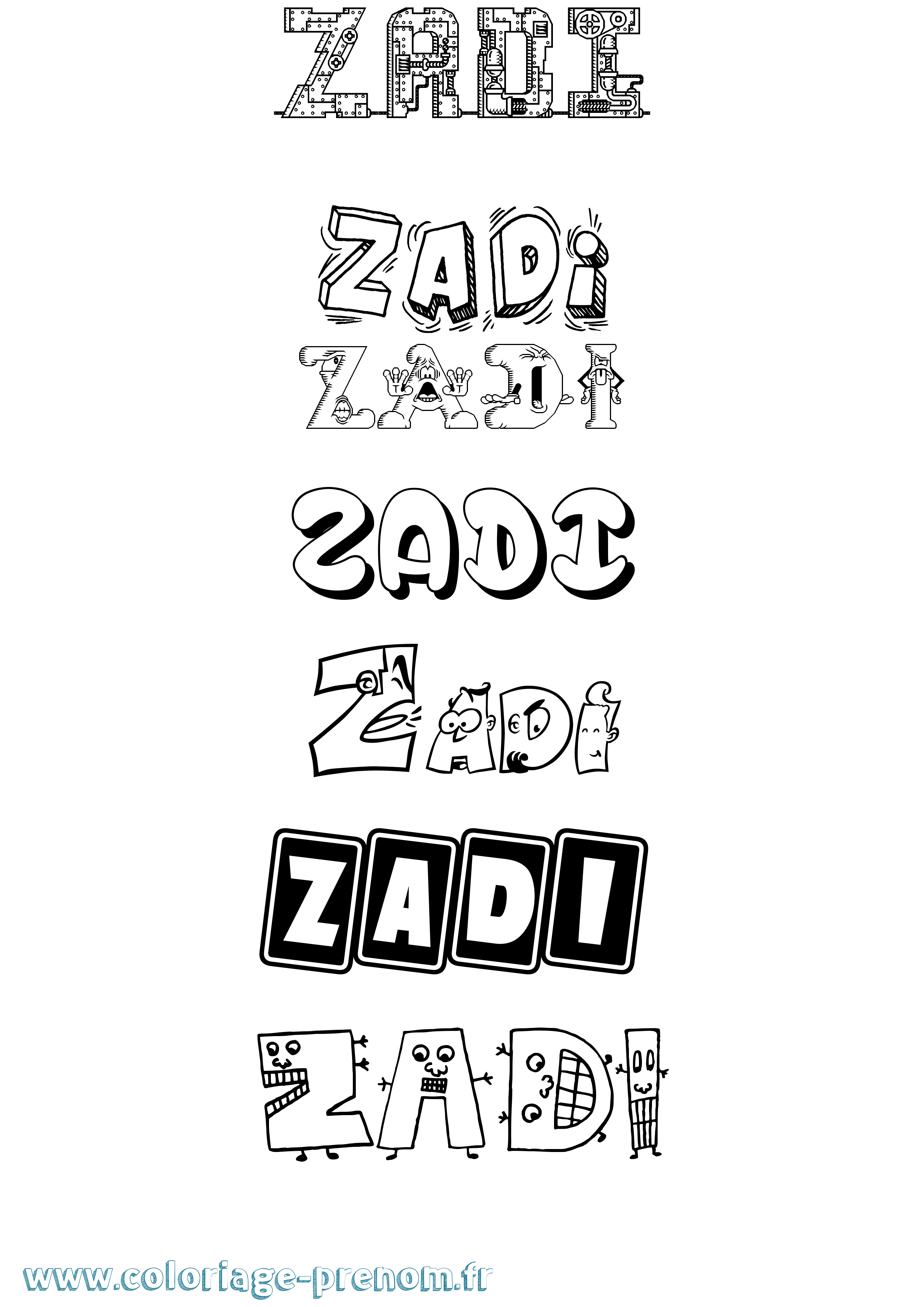 Coloriage Zadi Fun Coloriage prénom Zadi Fun