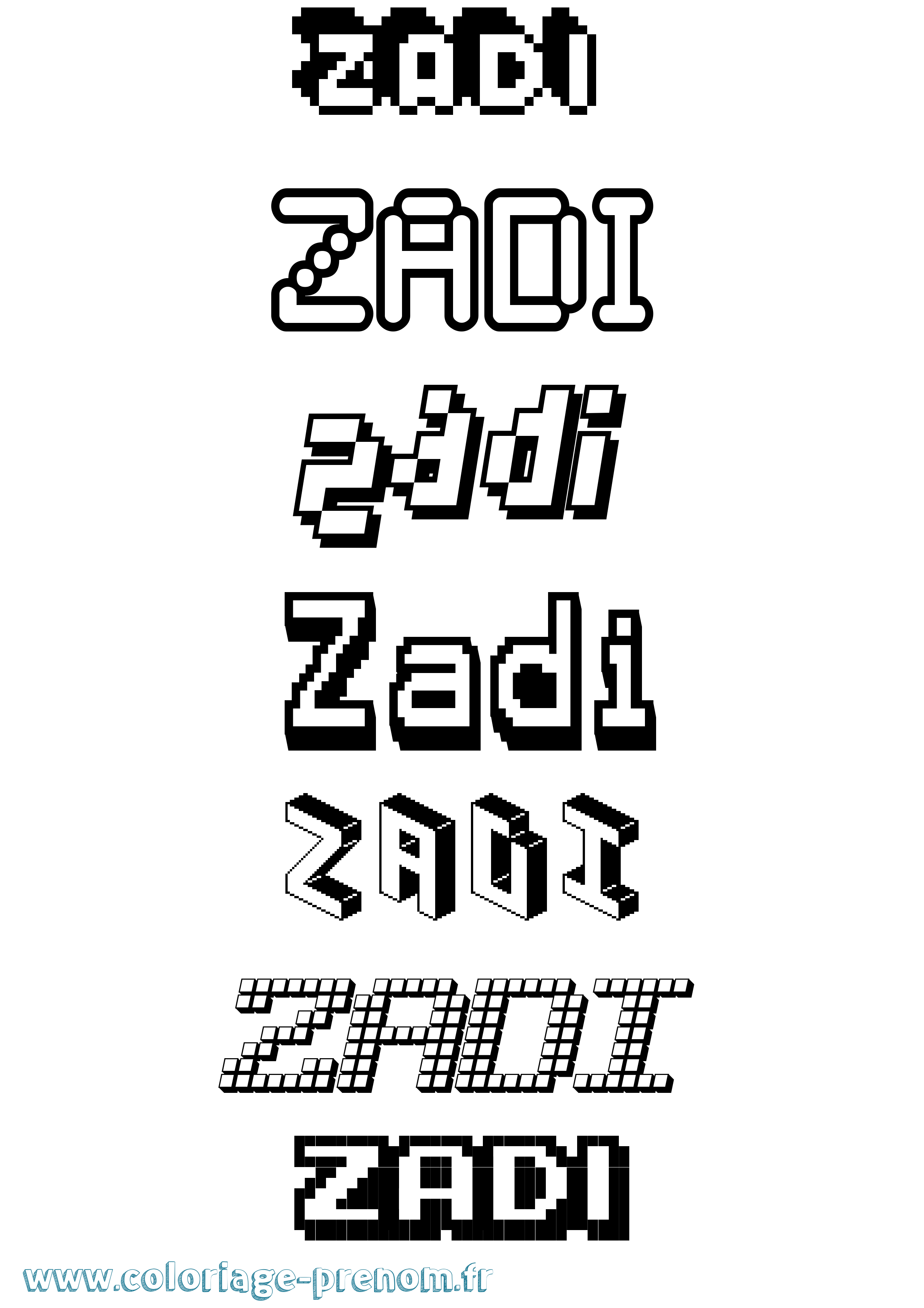 Coloriage Zadi Pixel Coloriage prénom Zadi Pixel