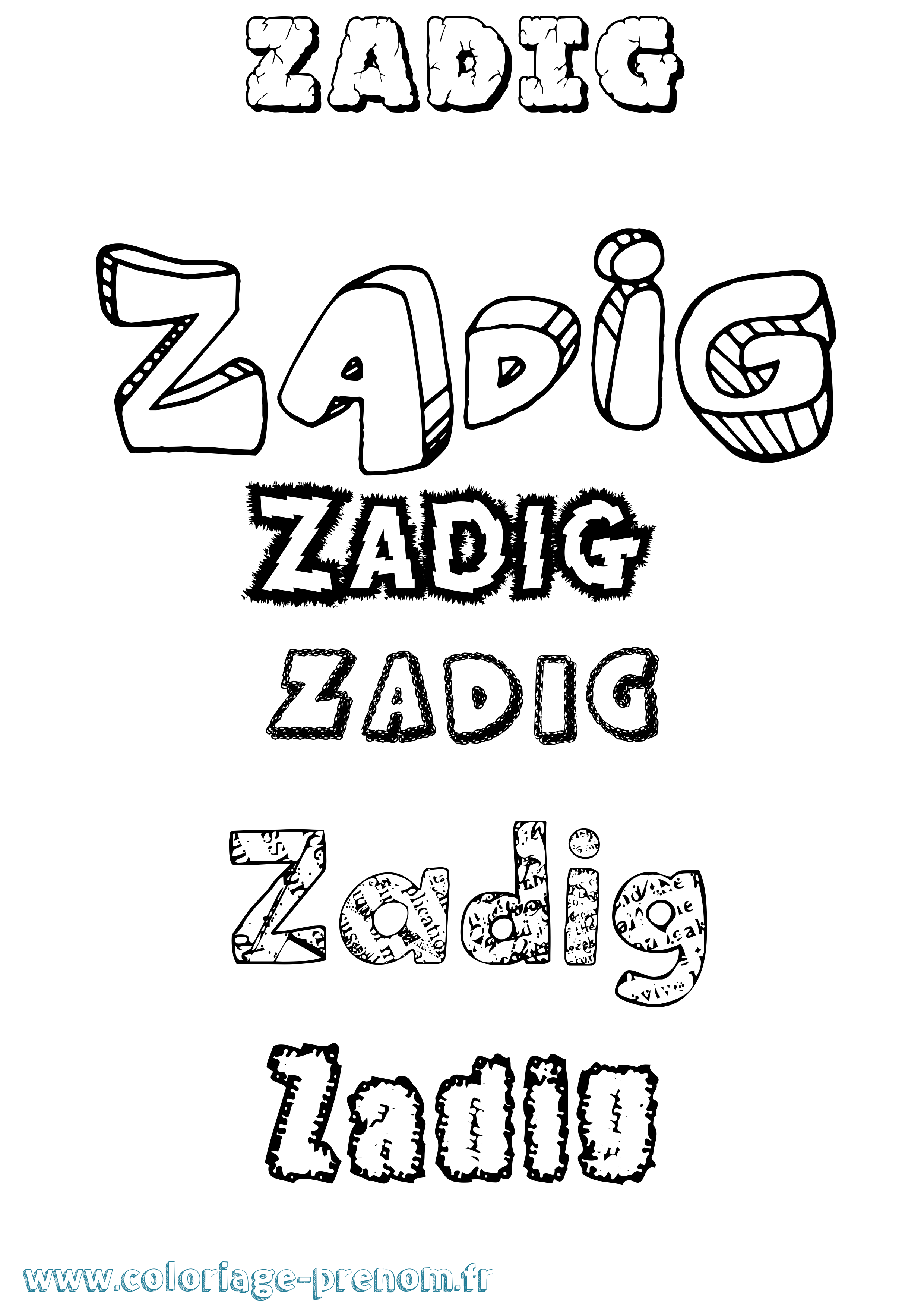 Coloriage prénom Zadig