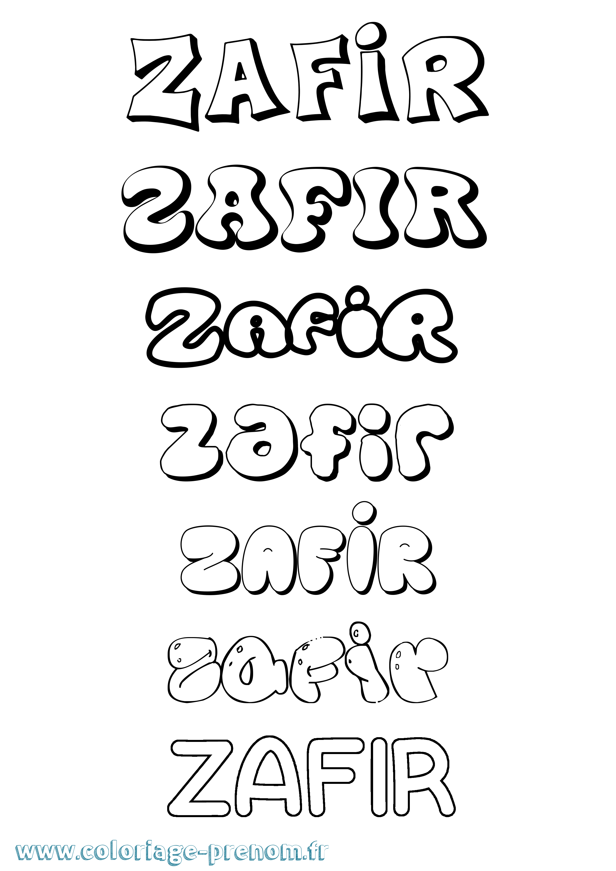 Coloriage Zafir Bubble Coloriage prénom Zafir Bubble