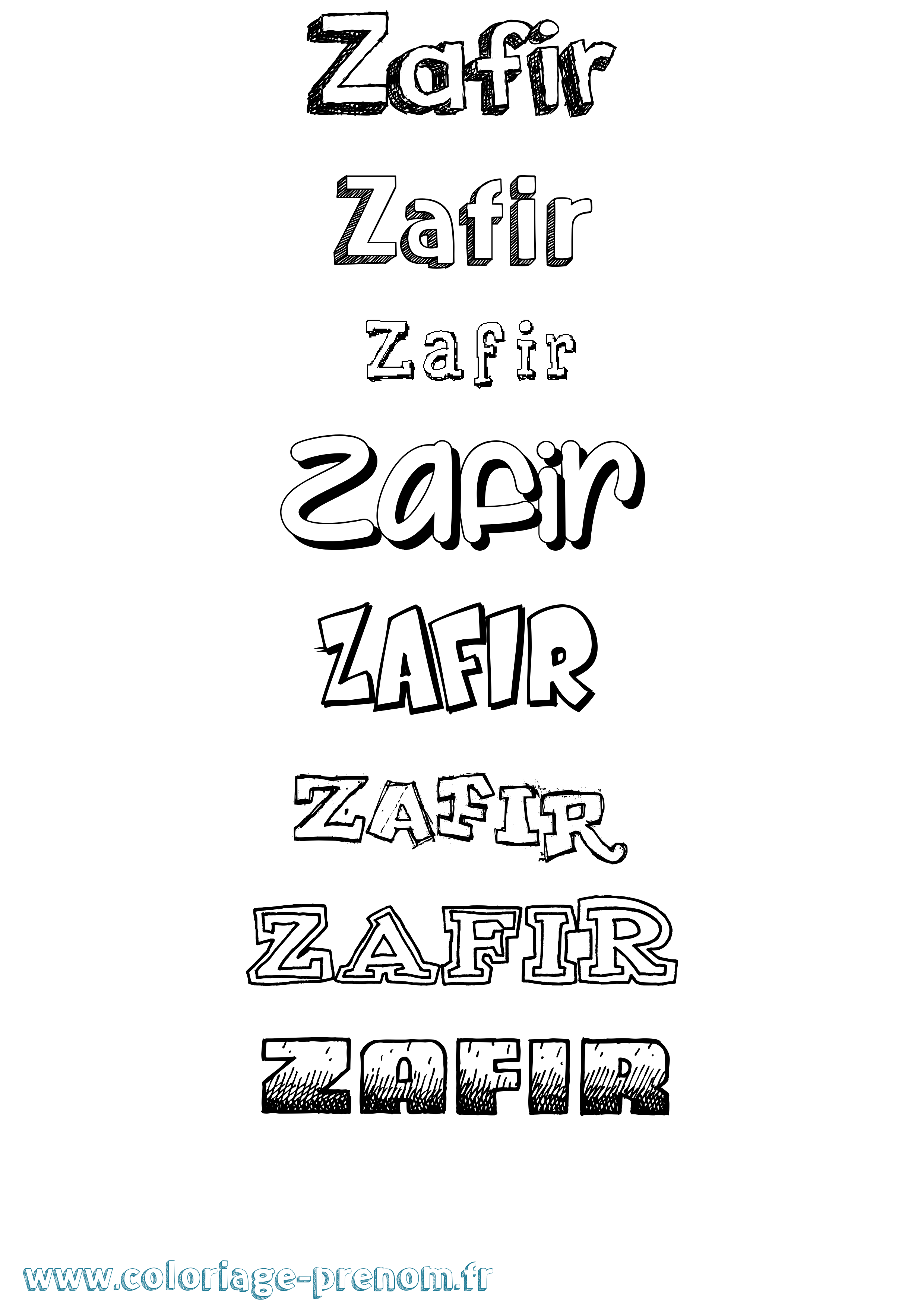Coloriage Zafir Dessiné Coloriage prénom Zafir Dessiné