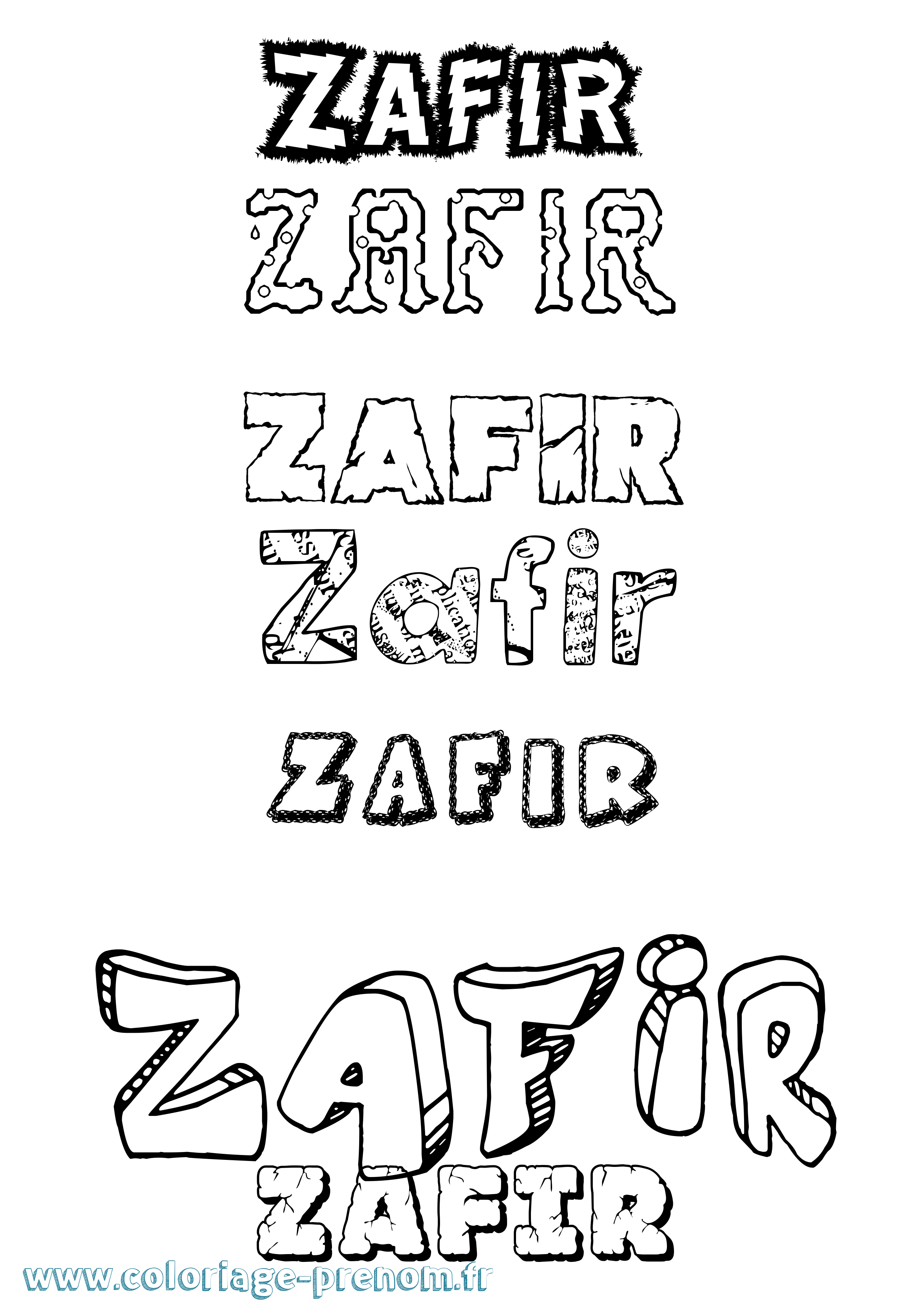 Coloriage Zafir Destructuré Coloriage prénom Zafir Destructuré