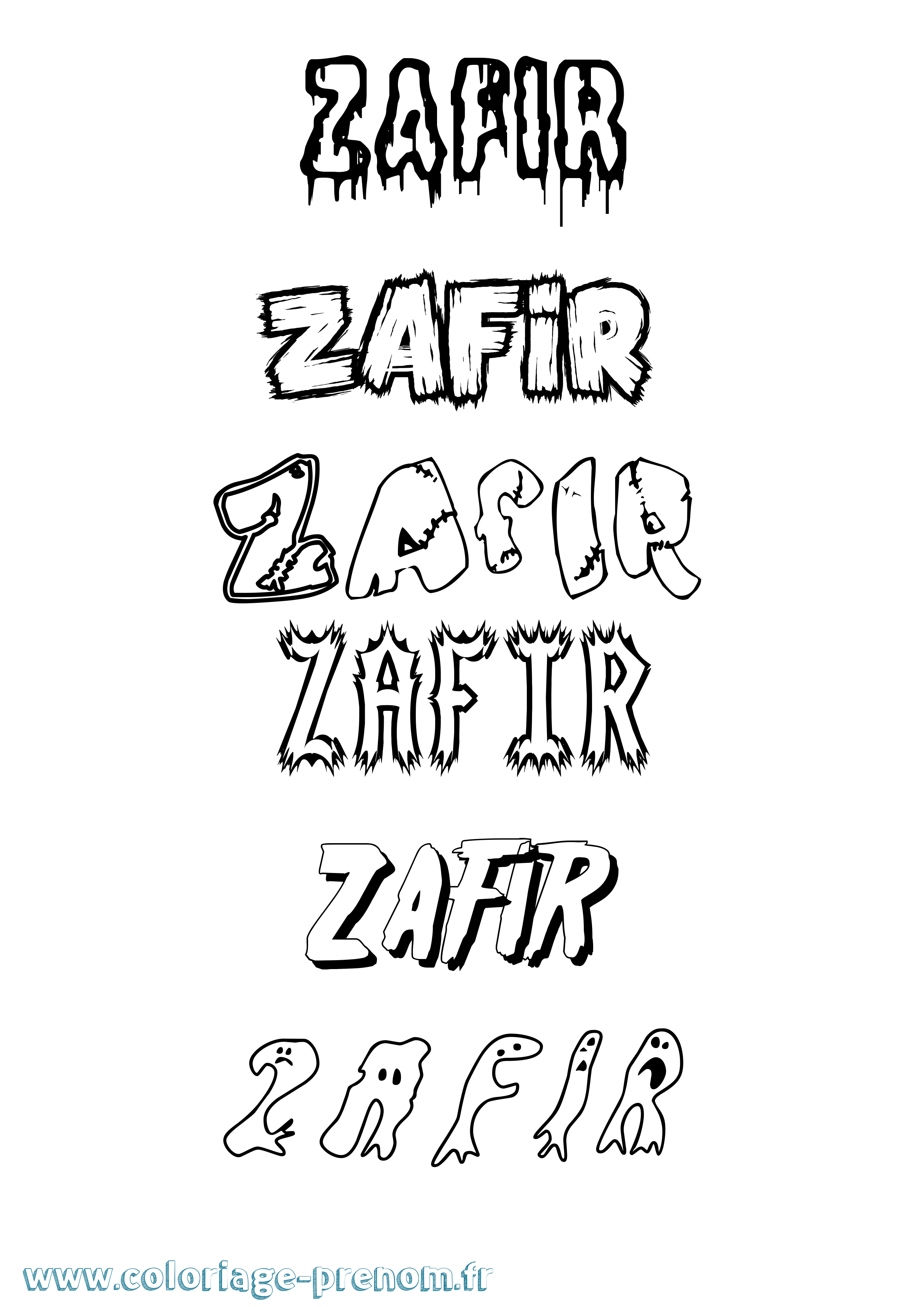 Coloriage Zafir Frisson Coloriage prénom Zafir Frisson