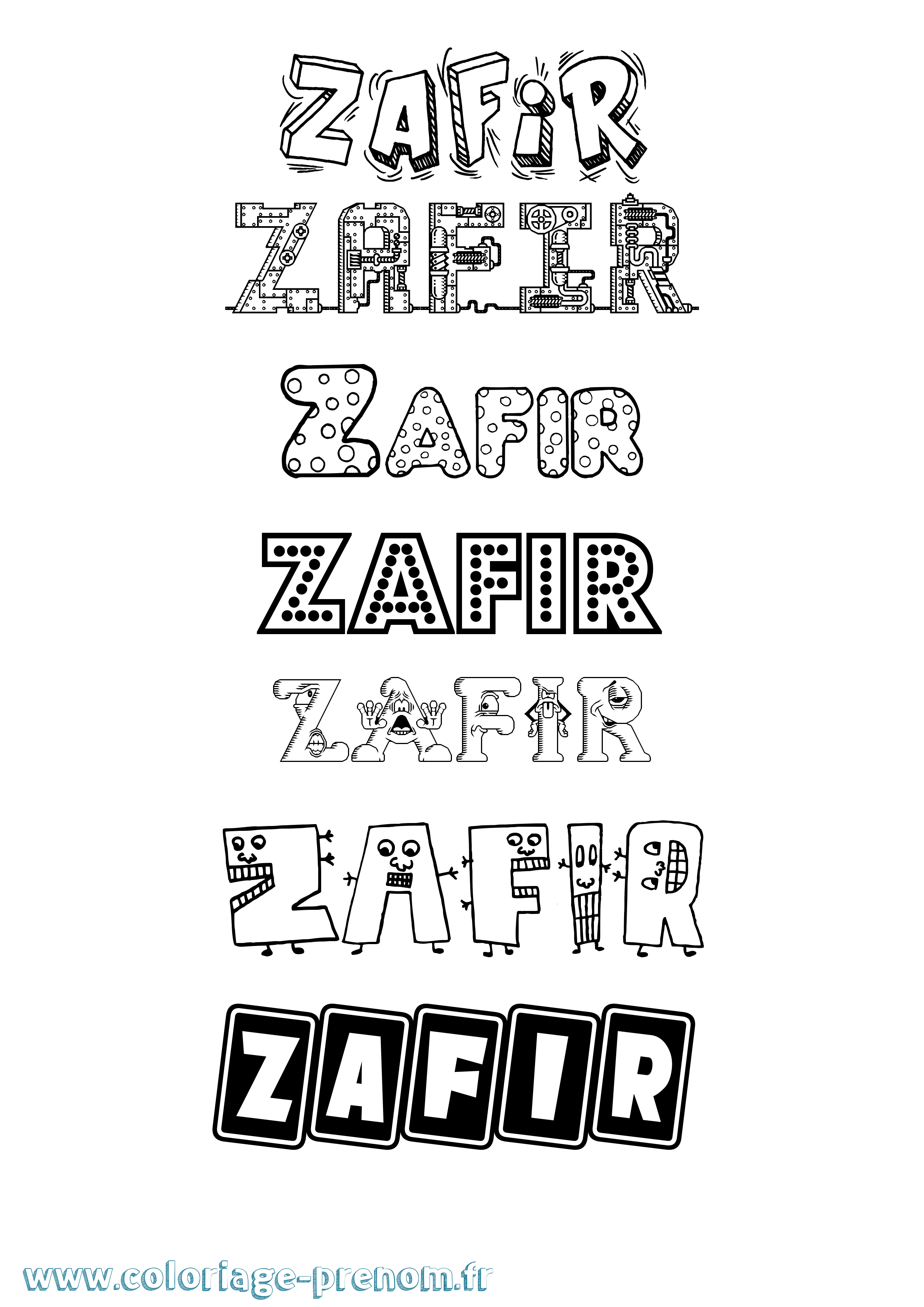 Coloriage Zafir Fun Coloriage prénom Zafir Fun
