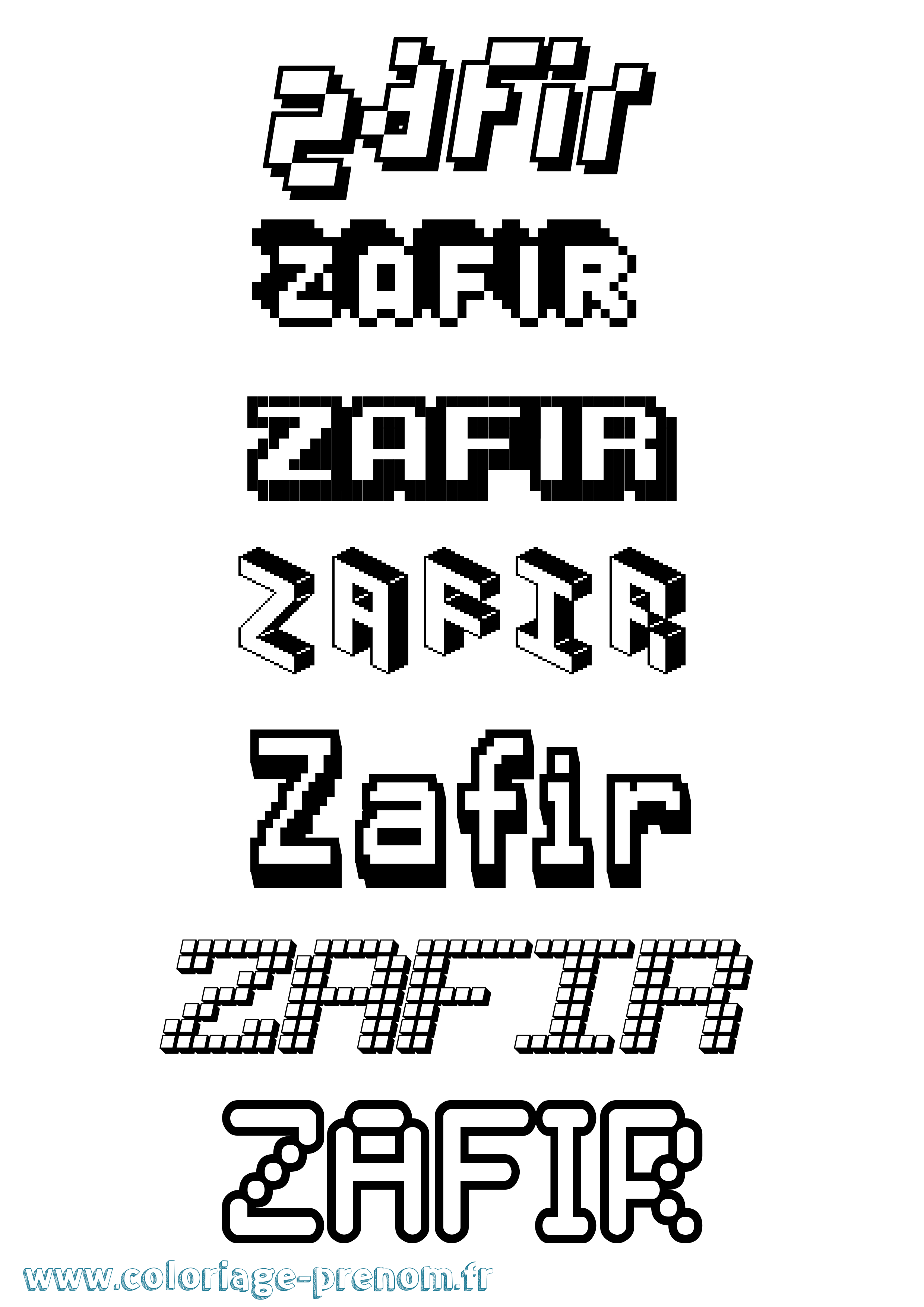 Coloriage Zafir Pixel Coloriage prénom Zafir Pixel