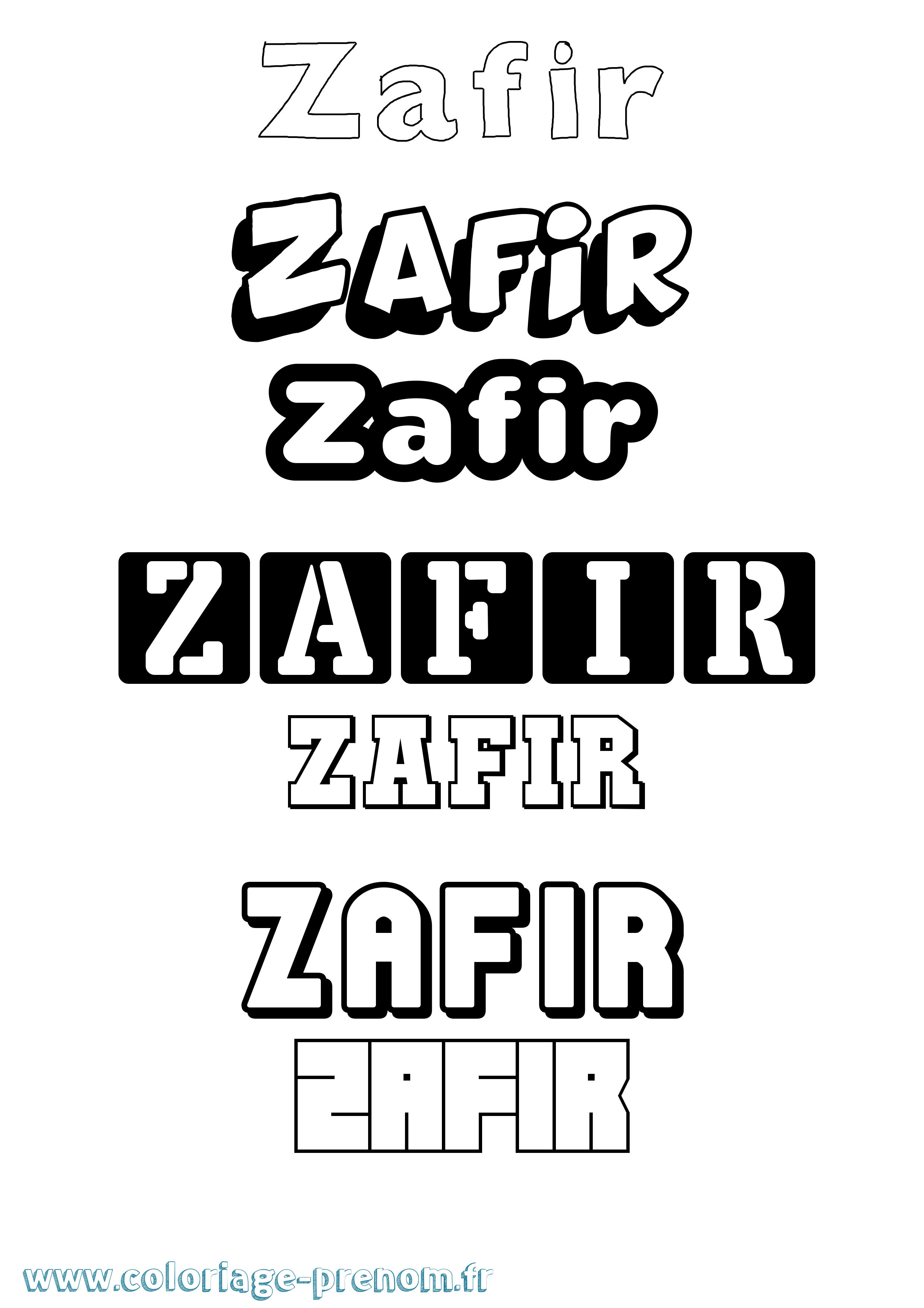Coloriage Zafir Simple Coloriage prénom Zafir Simple