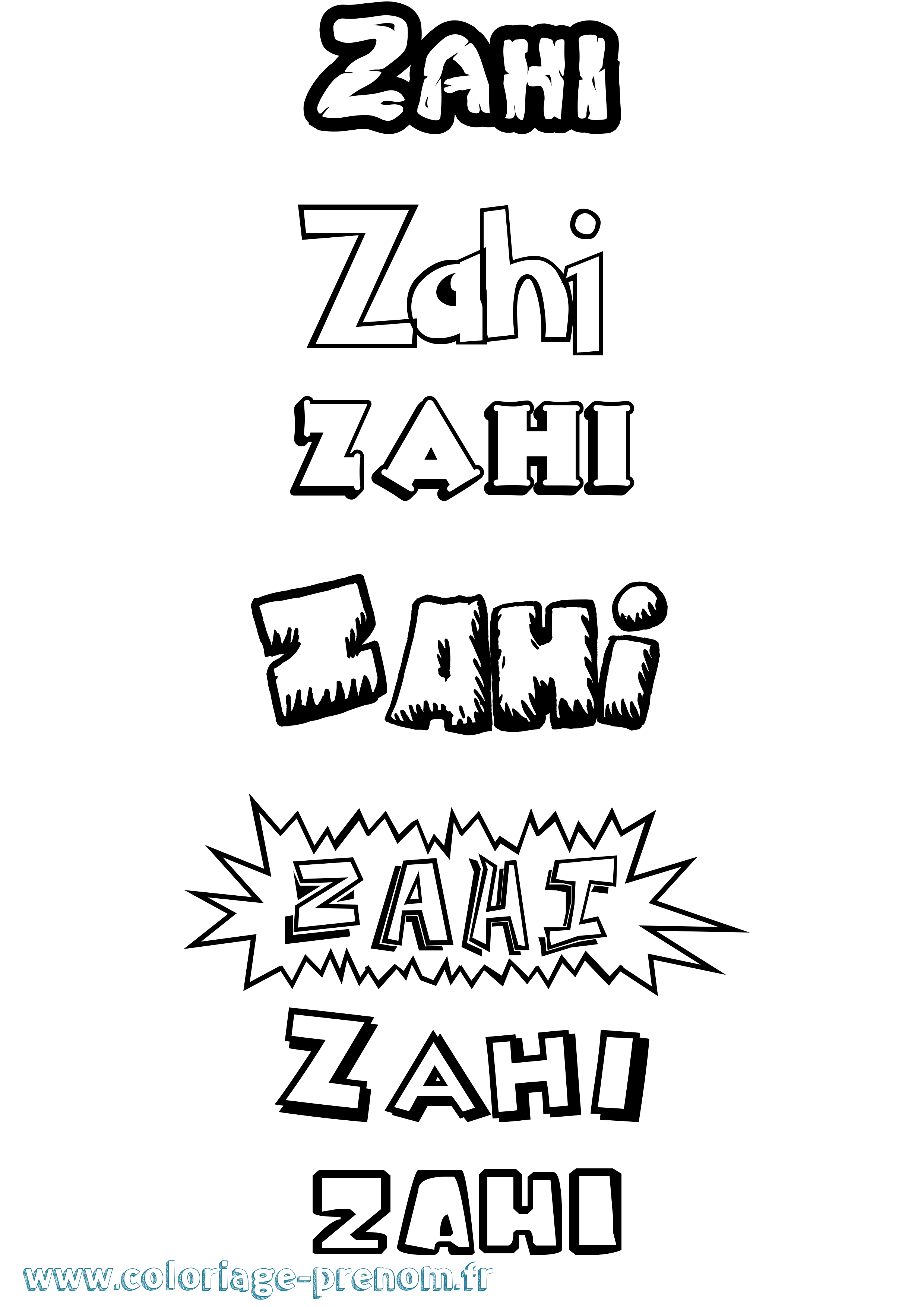 Coloriage prénom Zahi Dessin Animé