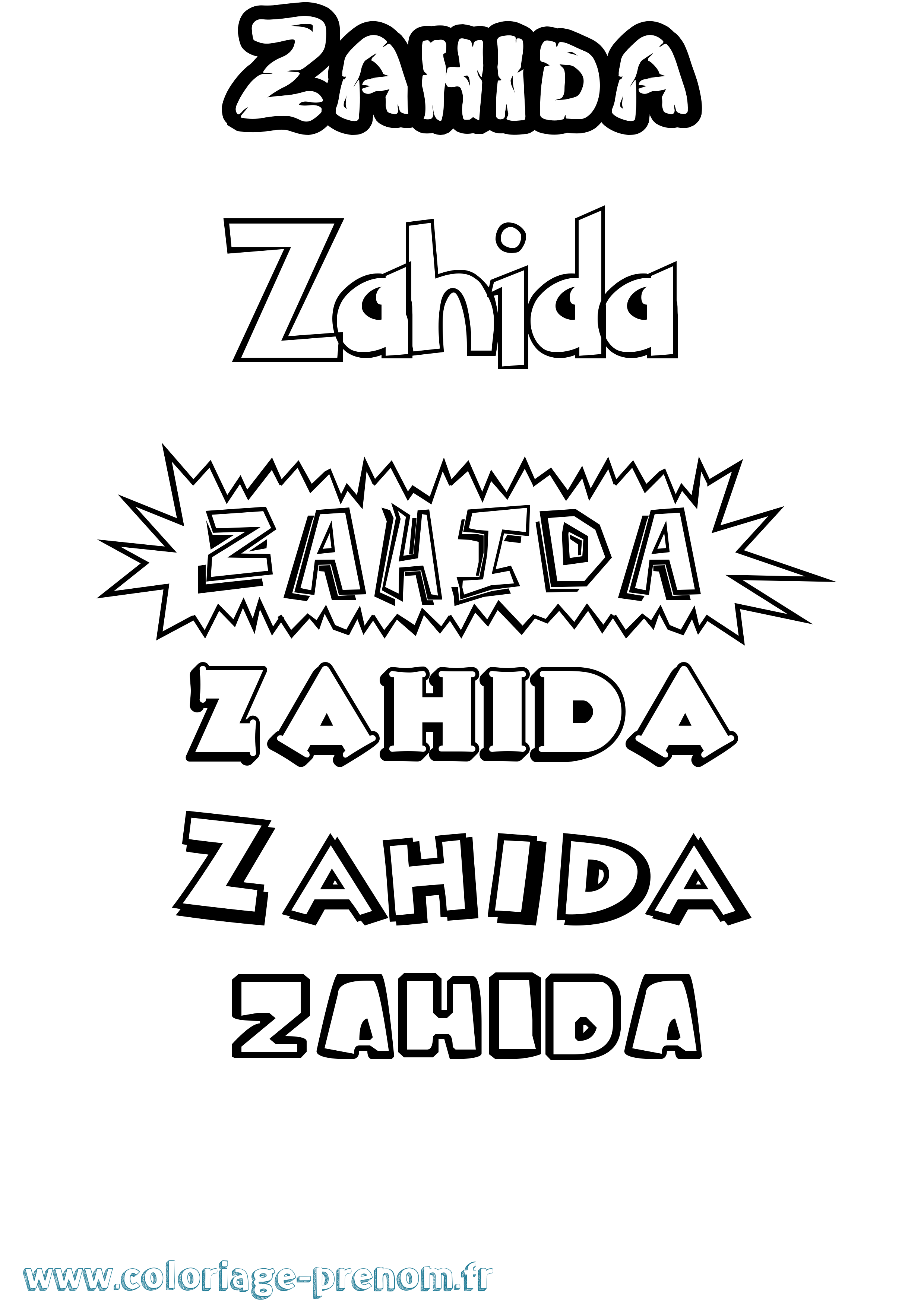 Coloriage Zahida Dessin Animé Coloriage prénom Zahida Dessin Animé