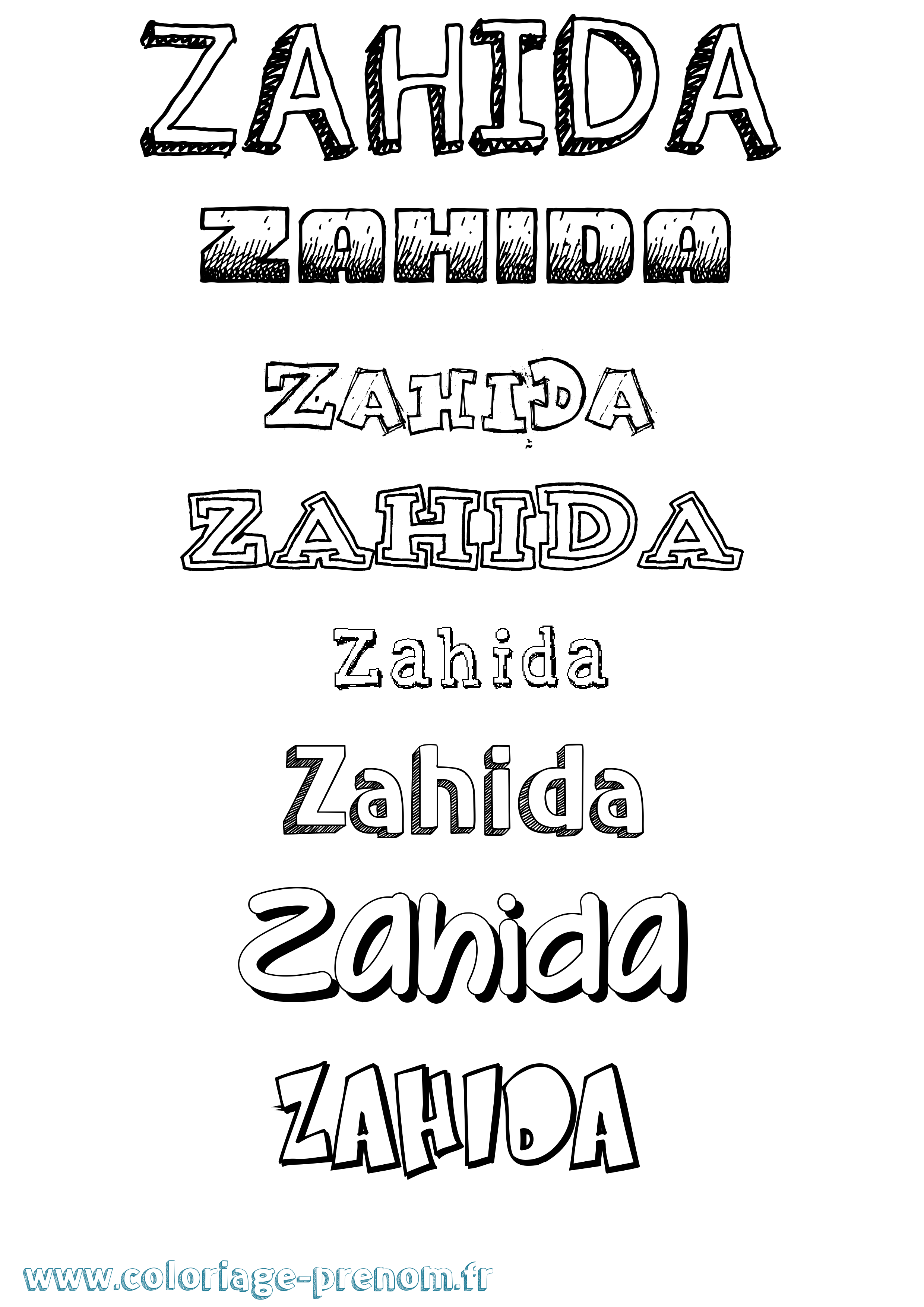 Coloriage Zahida Dessiné Coloriage prénom Zahida Dessiné