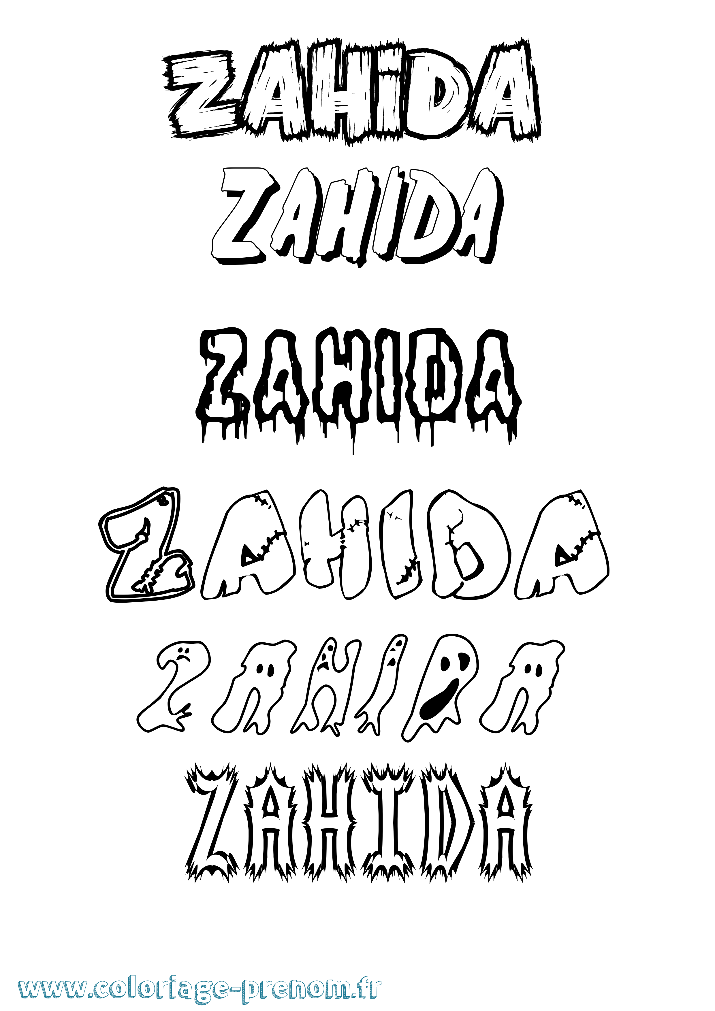 Coloriage Zahida Frisson Coloriage prénom Zahida Frisson