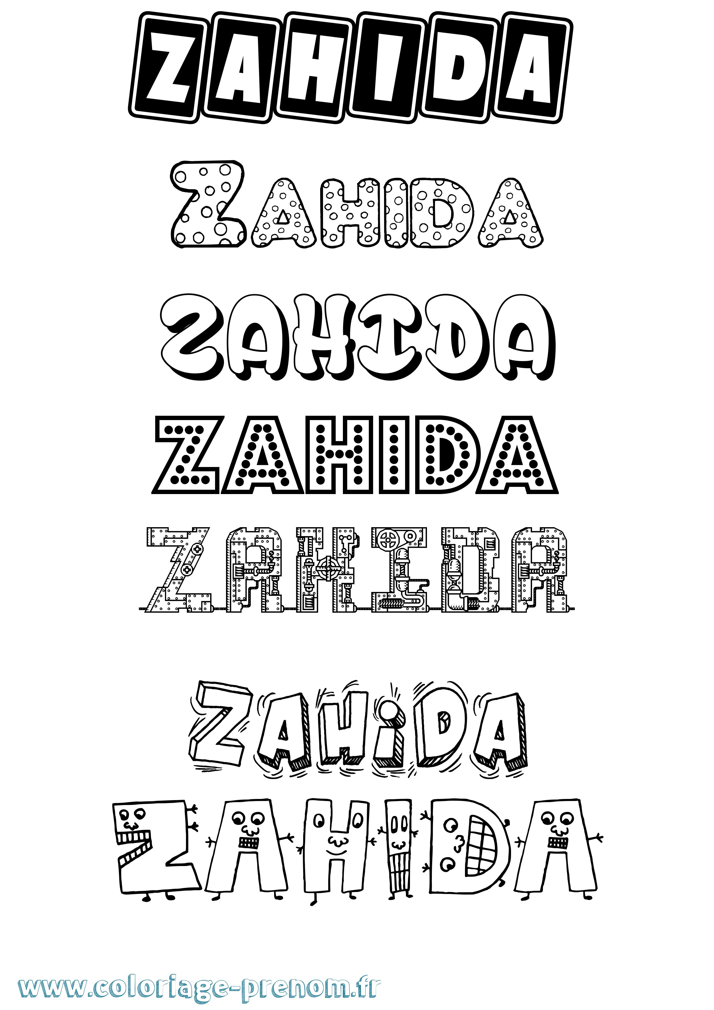 Coloriage Zahida Fun Coloriage prénom Zahida Fun