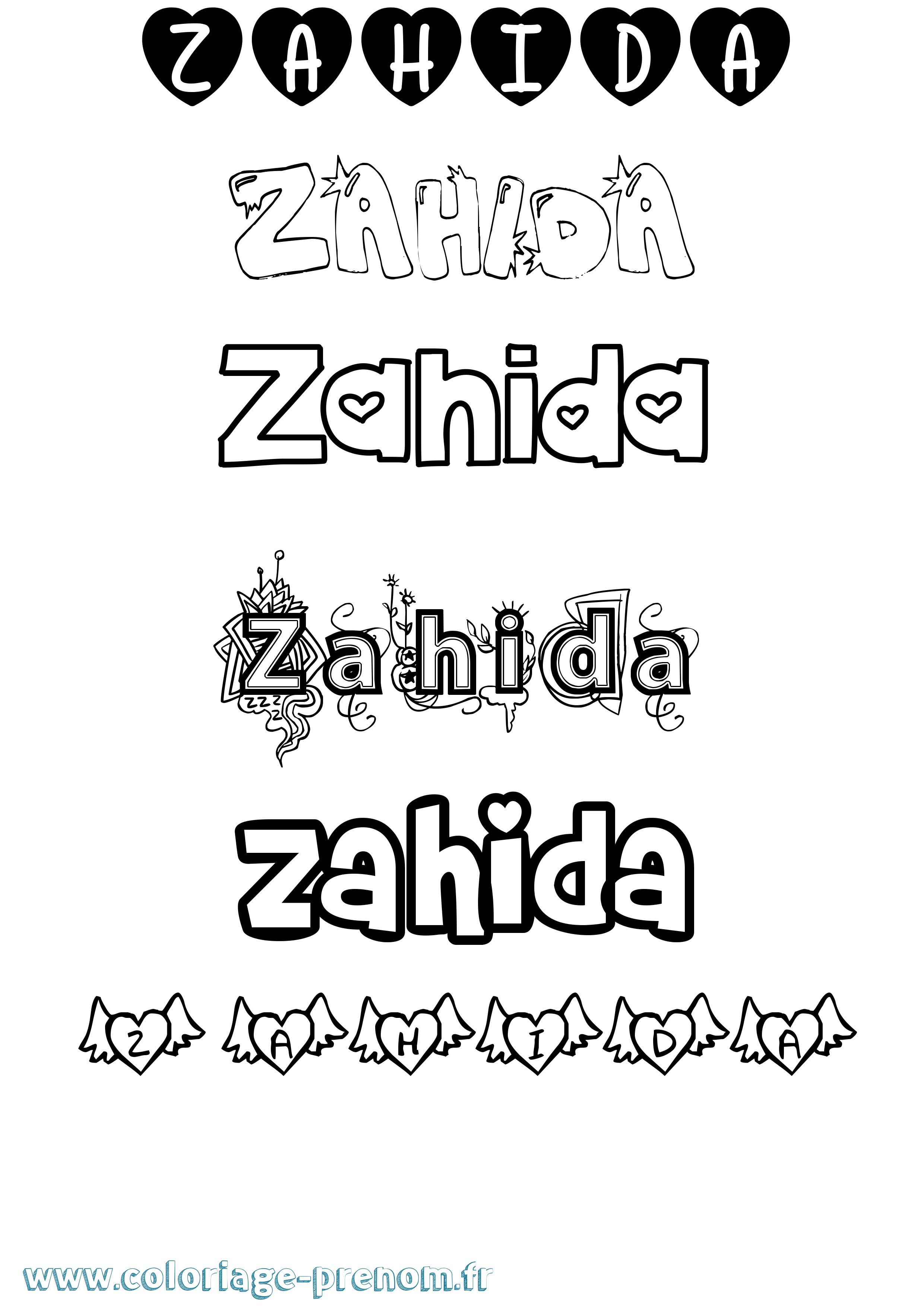 Coloriage Zahida Girly Coloriage prénom Zahida Girly