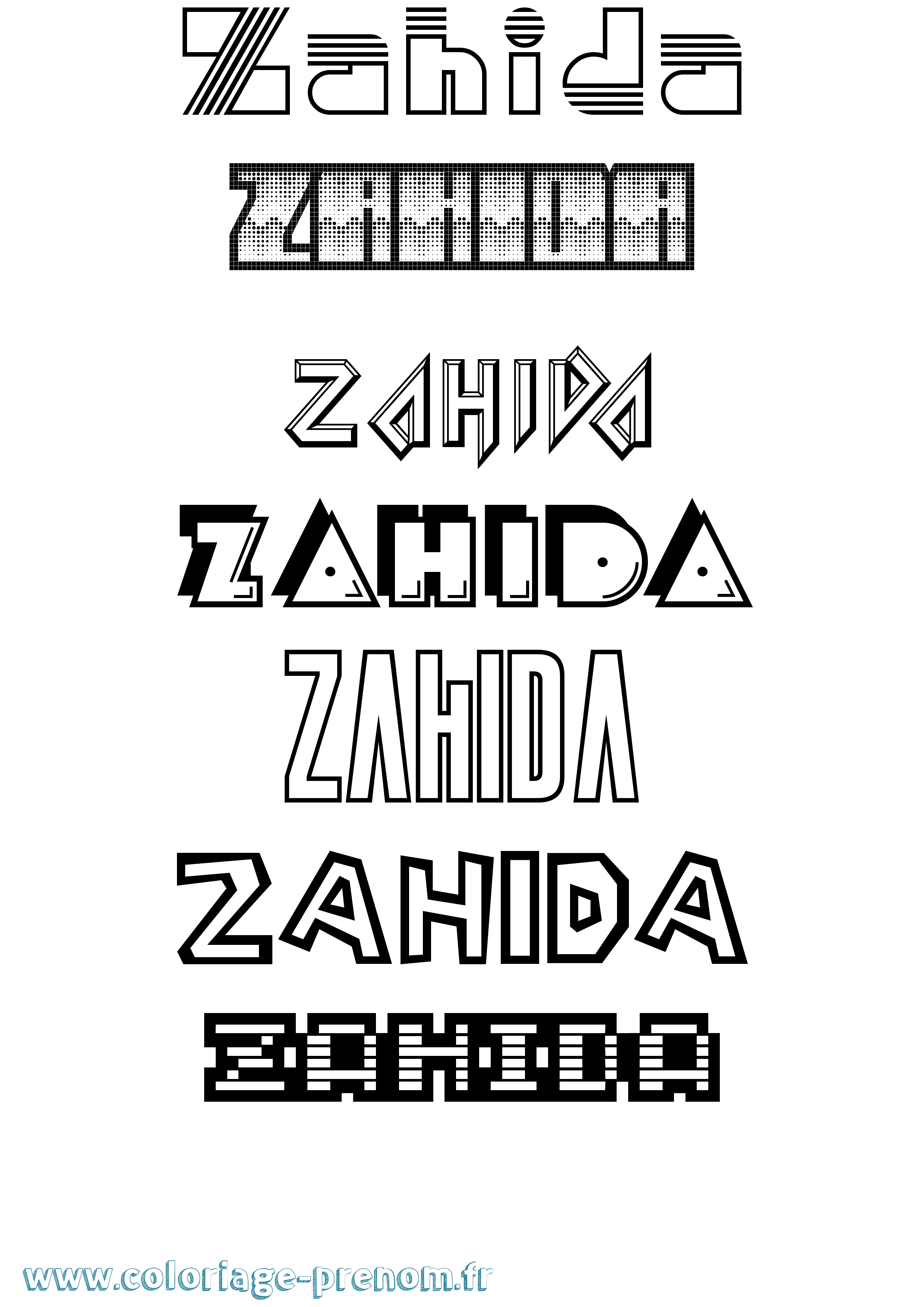 Coloriage Zahida Jeux Vidéos Coloriage prénom Zahida Jeux Vidéos