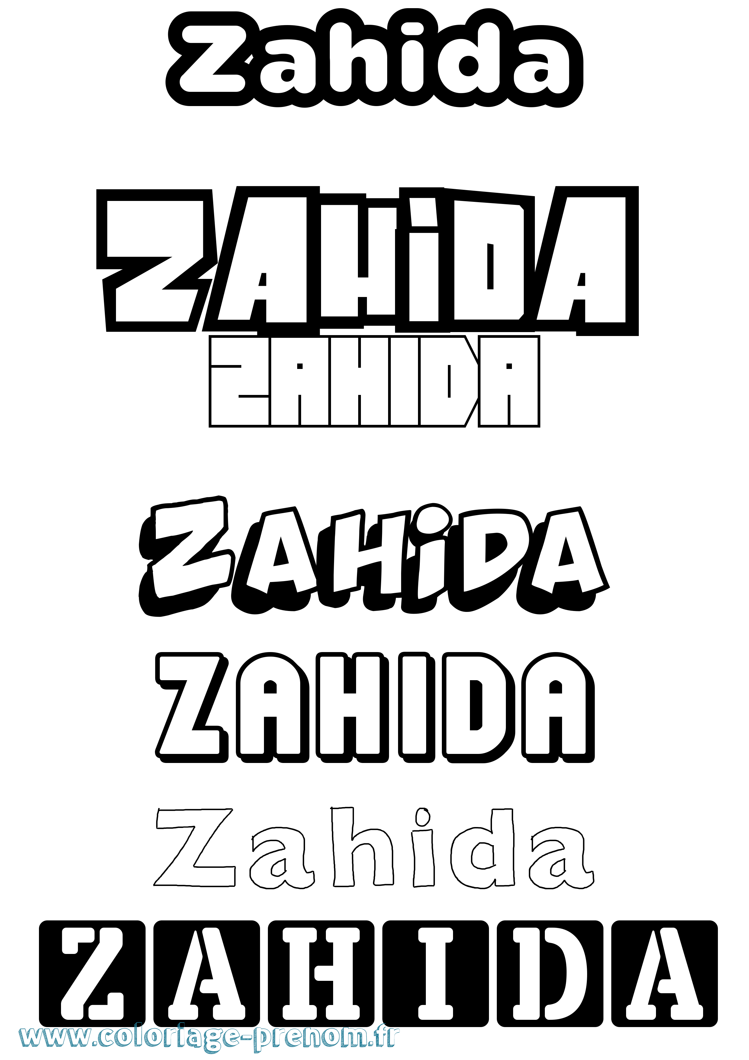 Coloriage Zahida Simple Coloriage prénom Zahida Simple