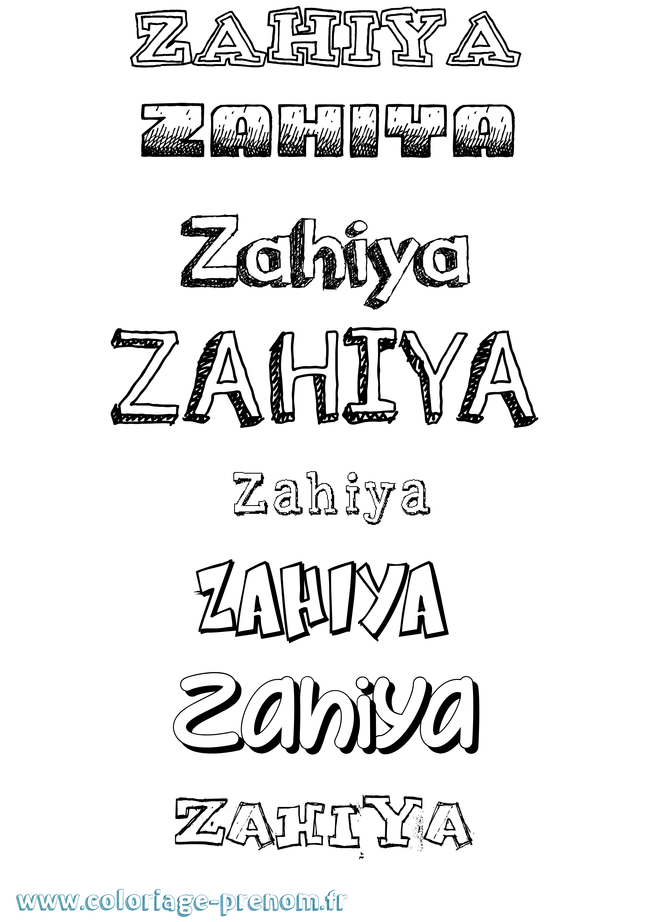 Coloriage prénom Zahiya Dessiné