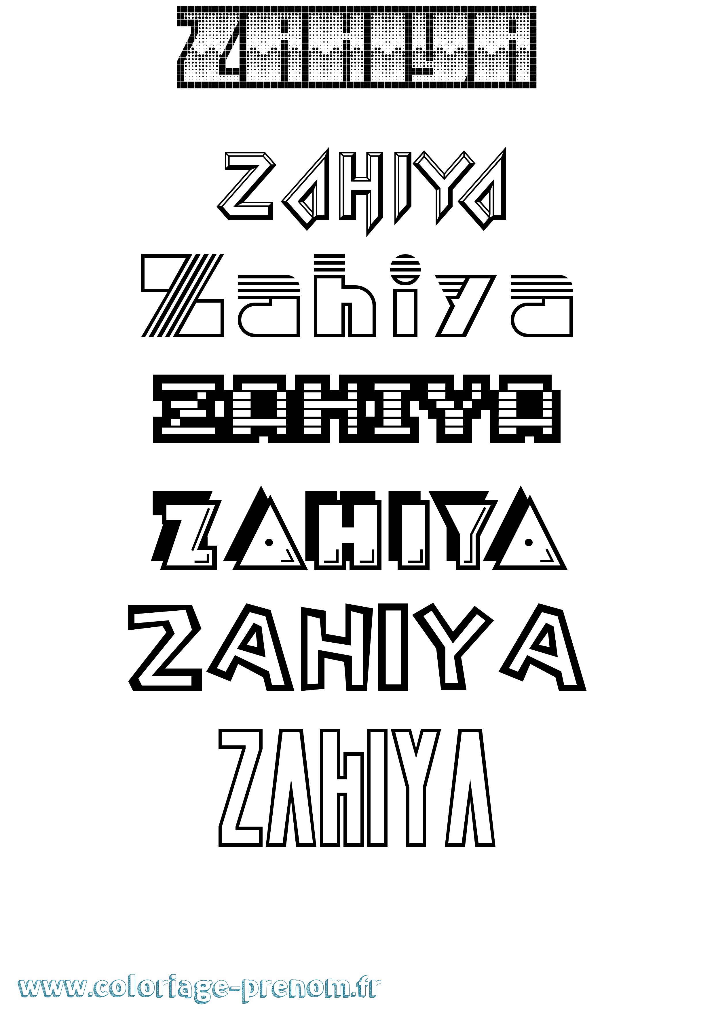 Coloriage prénom Zahiya Jeux Vidéos