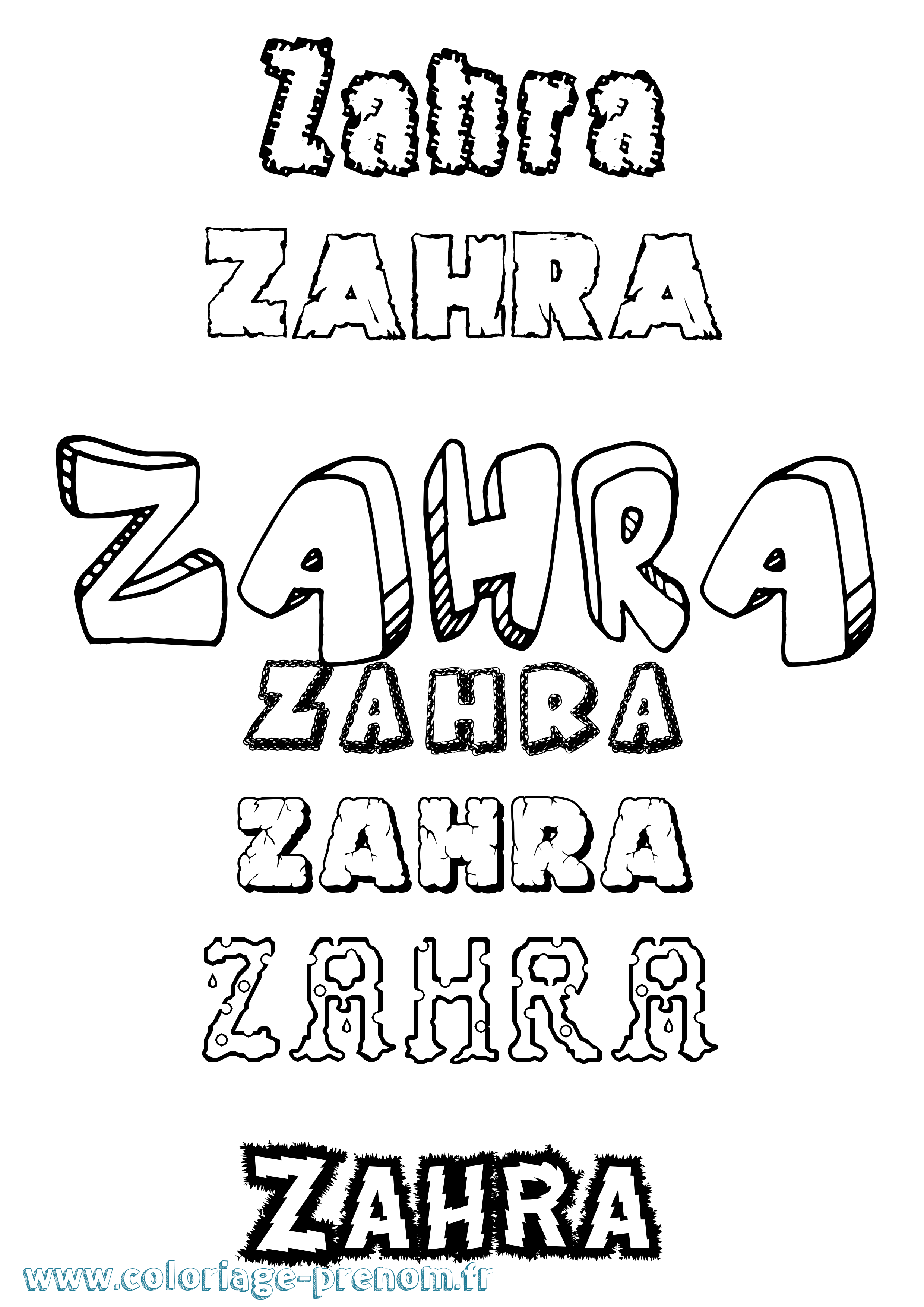 Coloriage Zahra Destructuré Coloriage prénom Zahra Destructuré