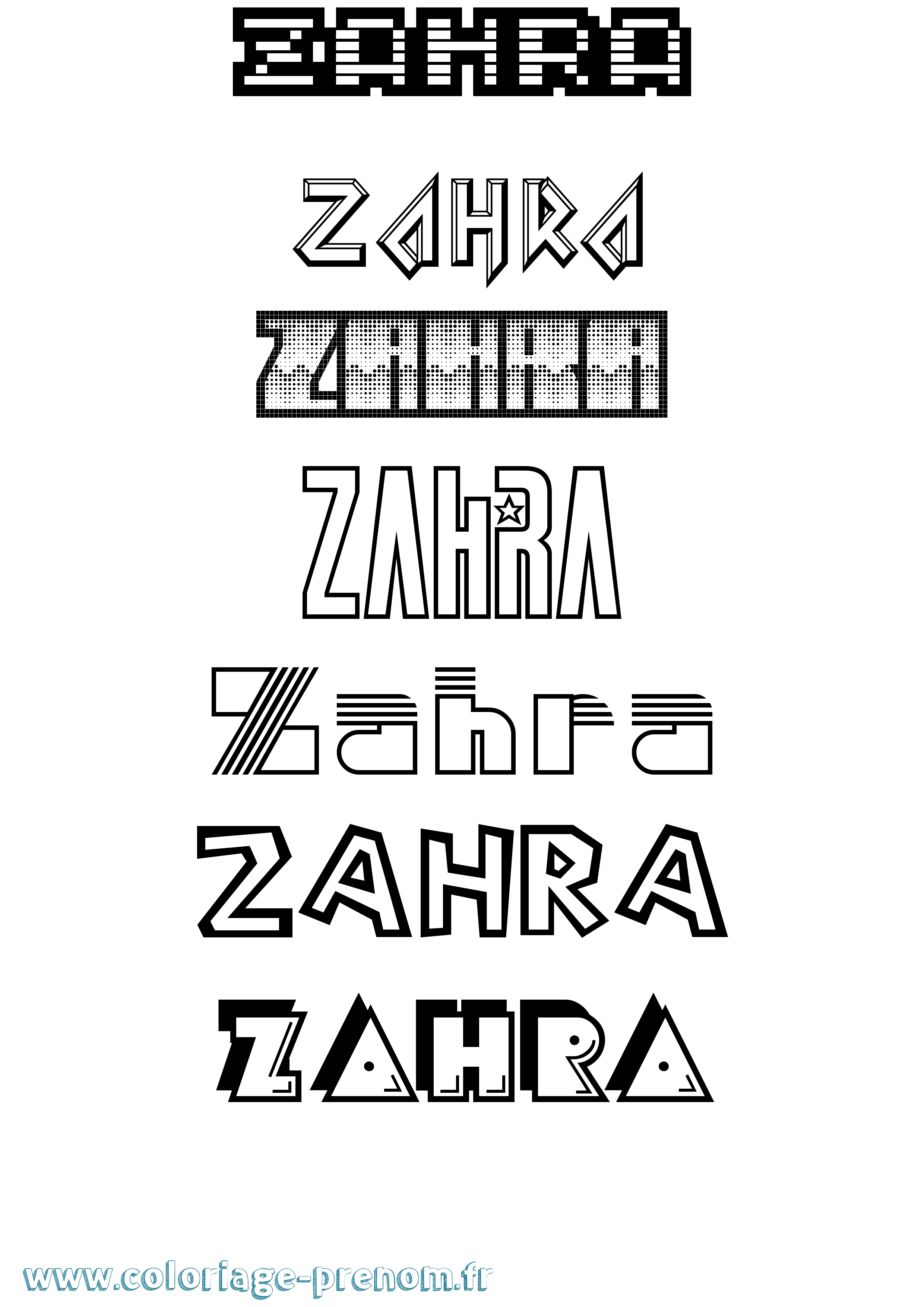Coloriage Zahra Jeux Vidéos Coloriage prénom Zahra Jeux Vidéos