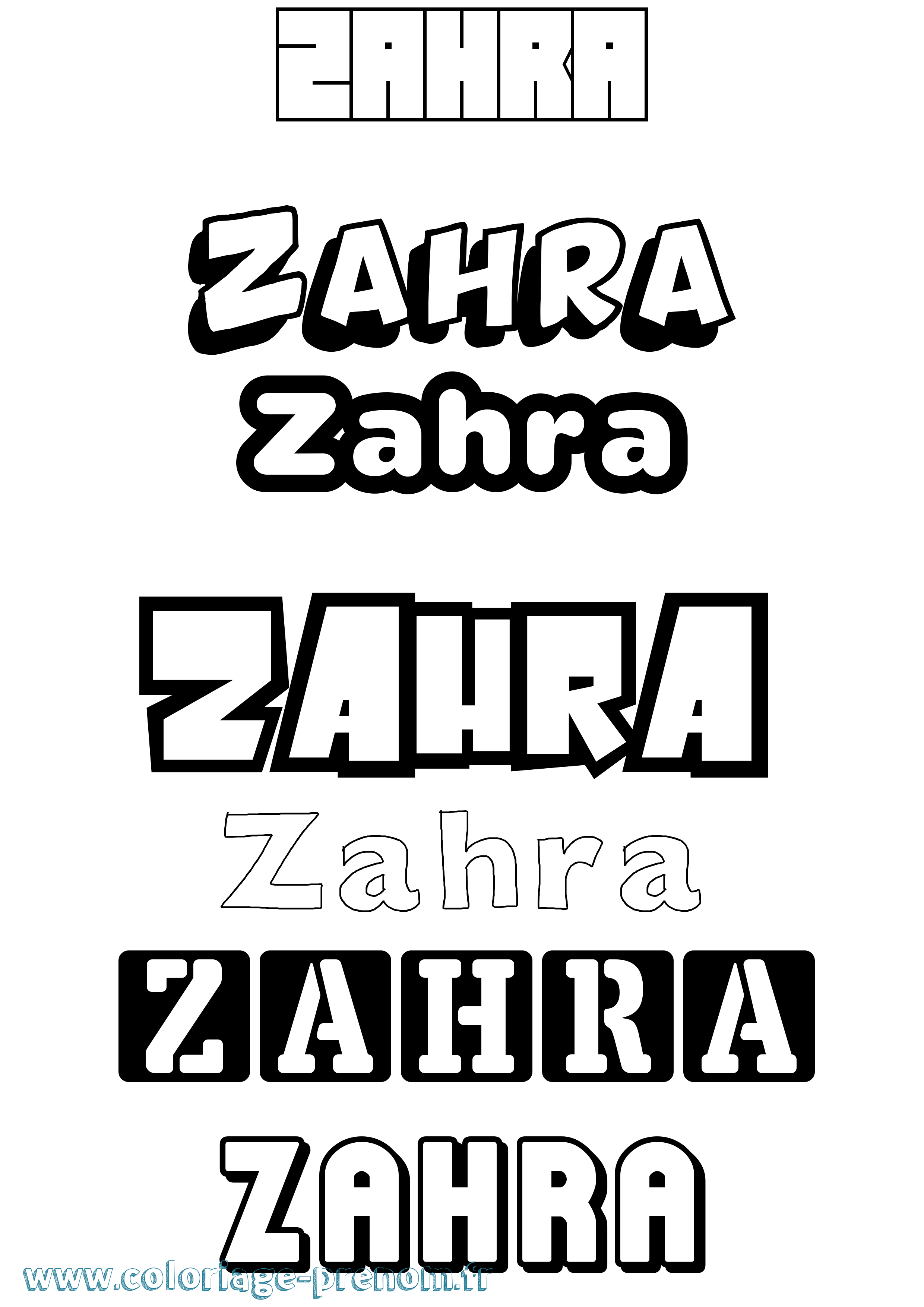 Coloriage Zahra Simple Coloriage prénom Zahra Simple