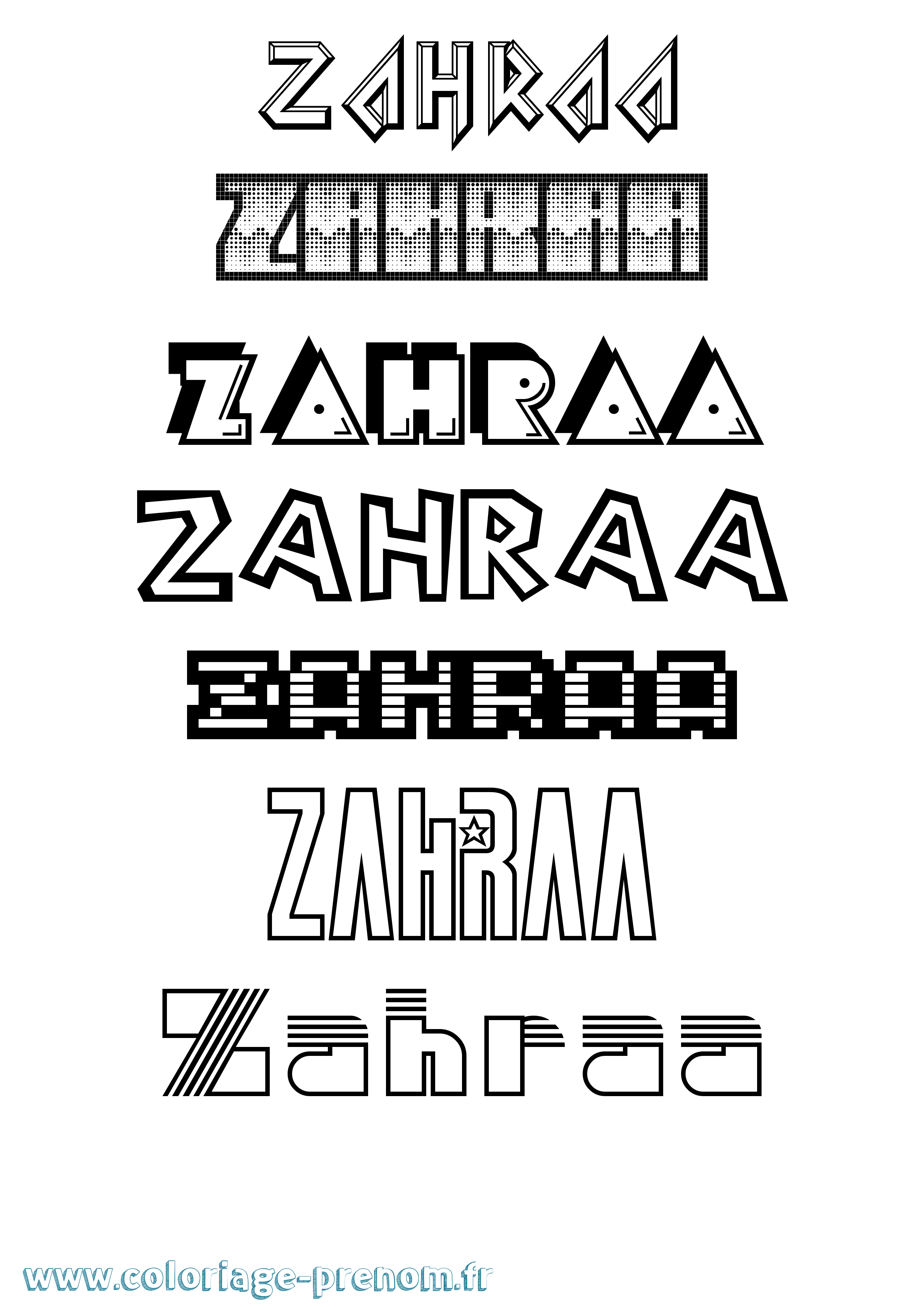 Coloriage Zahraa Jeux Vidéos Coloriage prénom Zahraa Jeux Vidéos