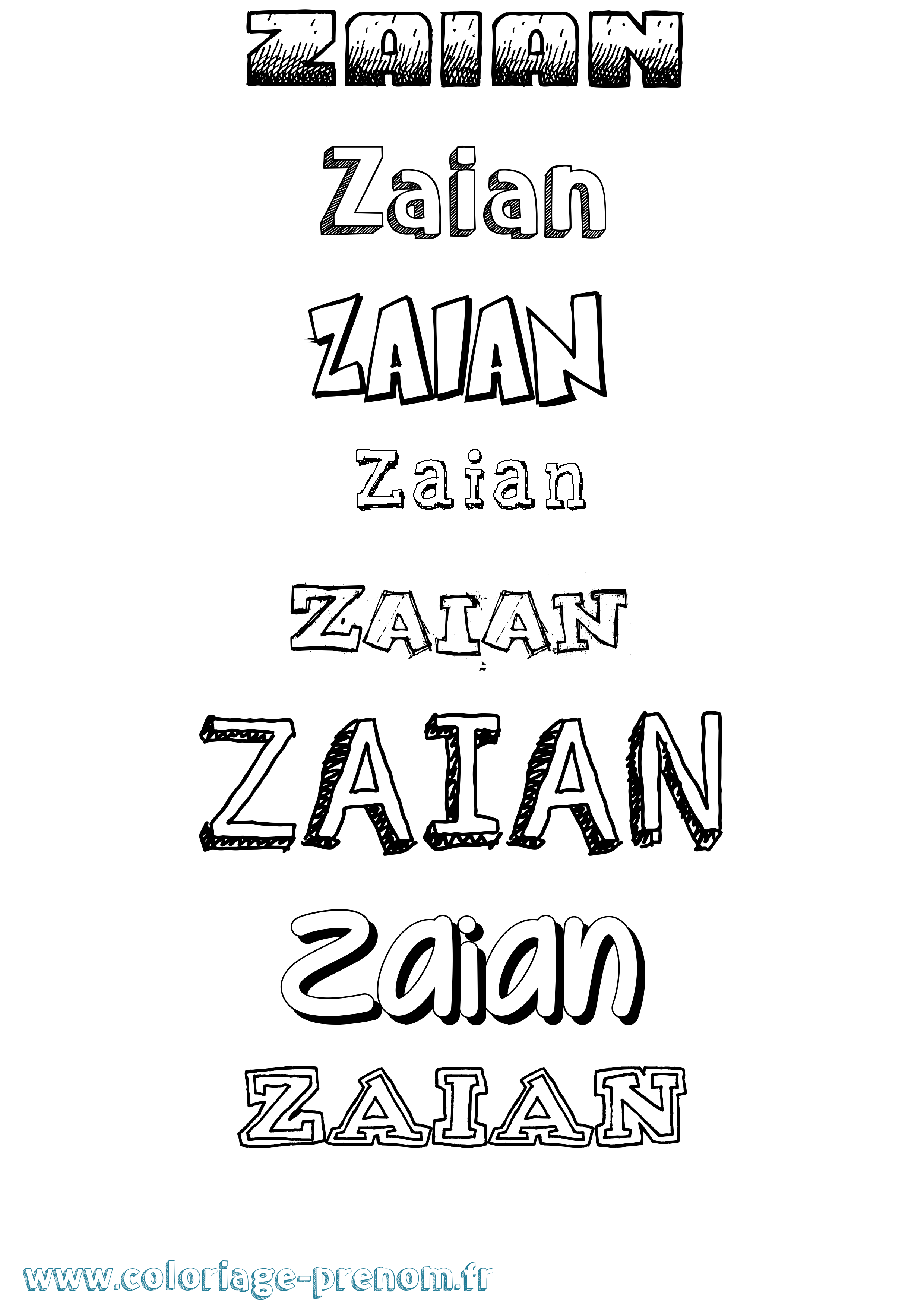 Coloriage prénom Zaian Dessiné