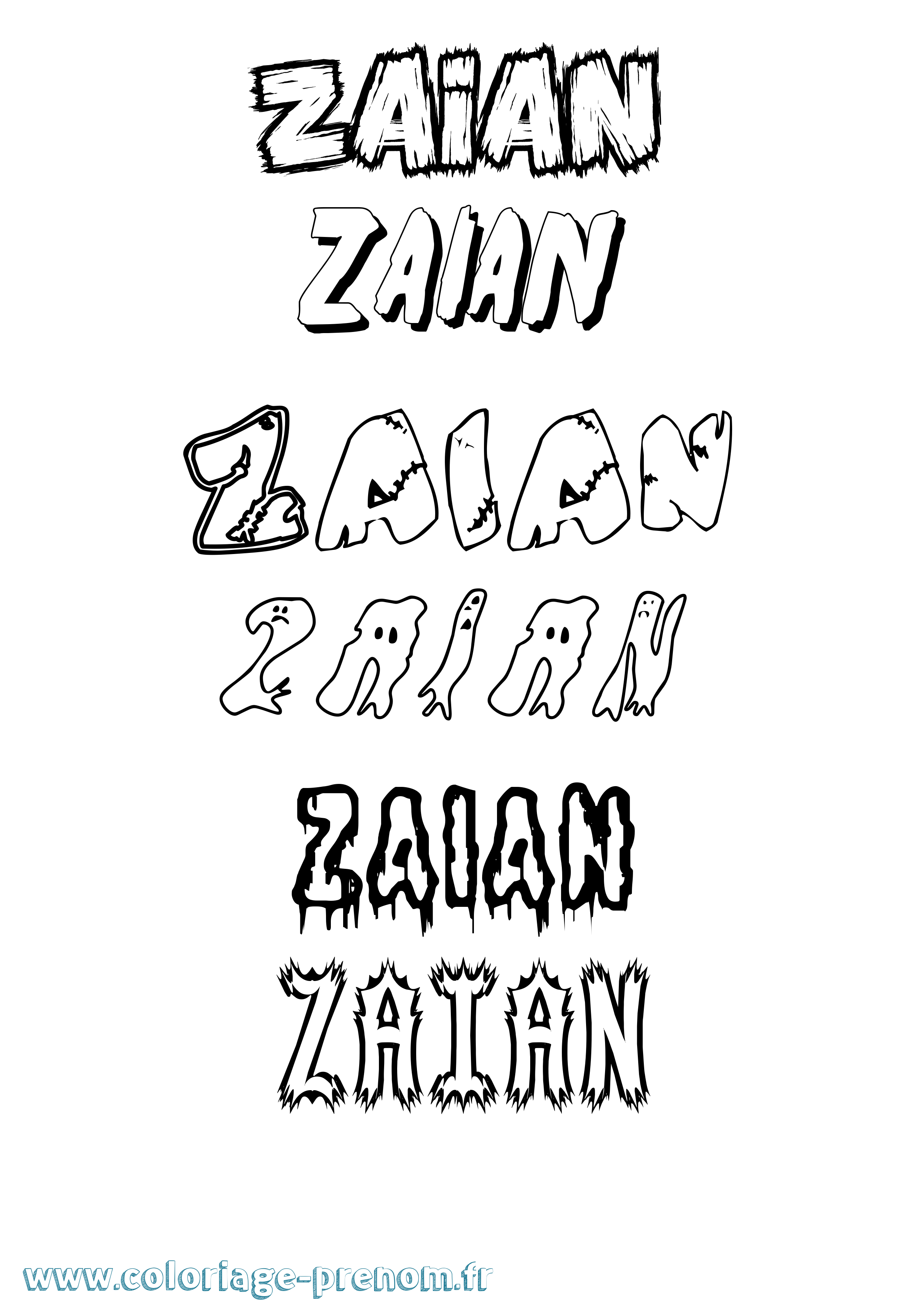 Coloriage prénom Zaian Frisson