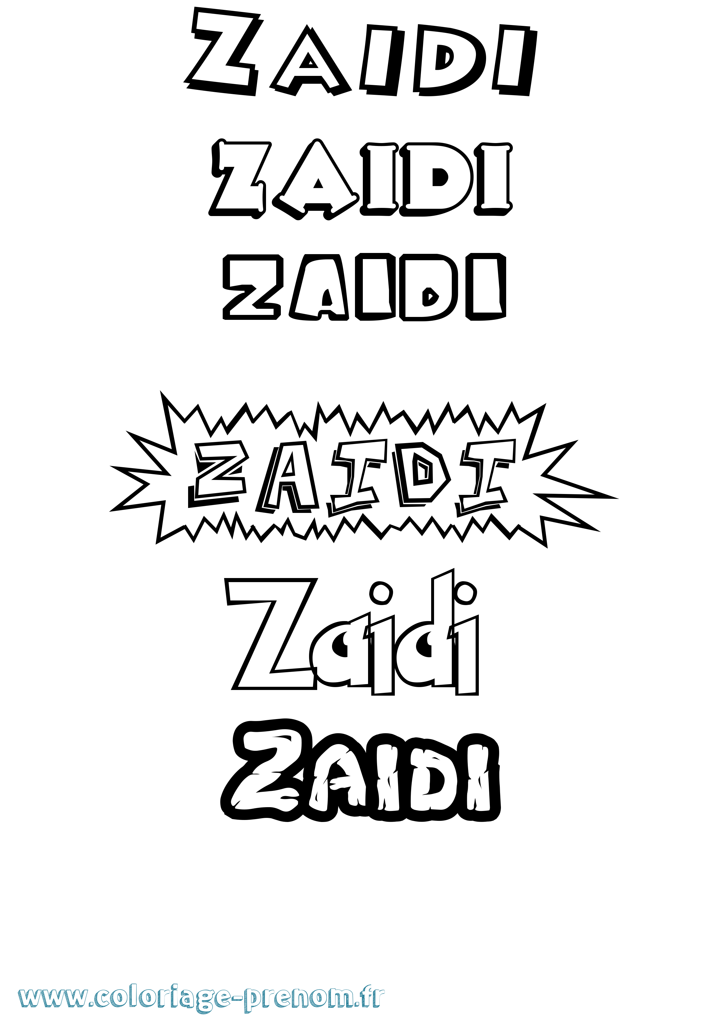 Coloriage Zaidi Dessin Animé Coloriage prénom Zaidi Dessin Animé