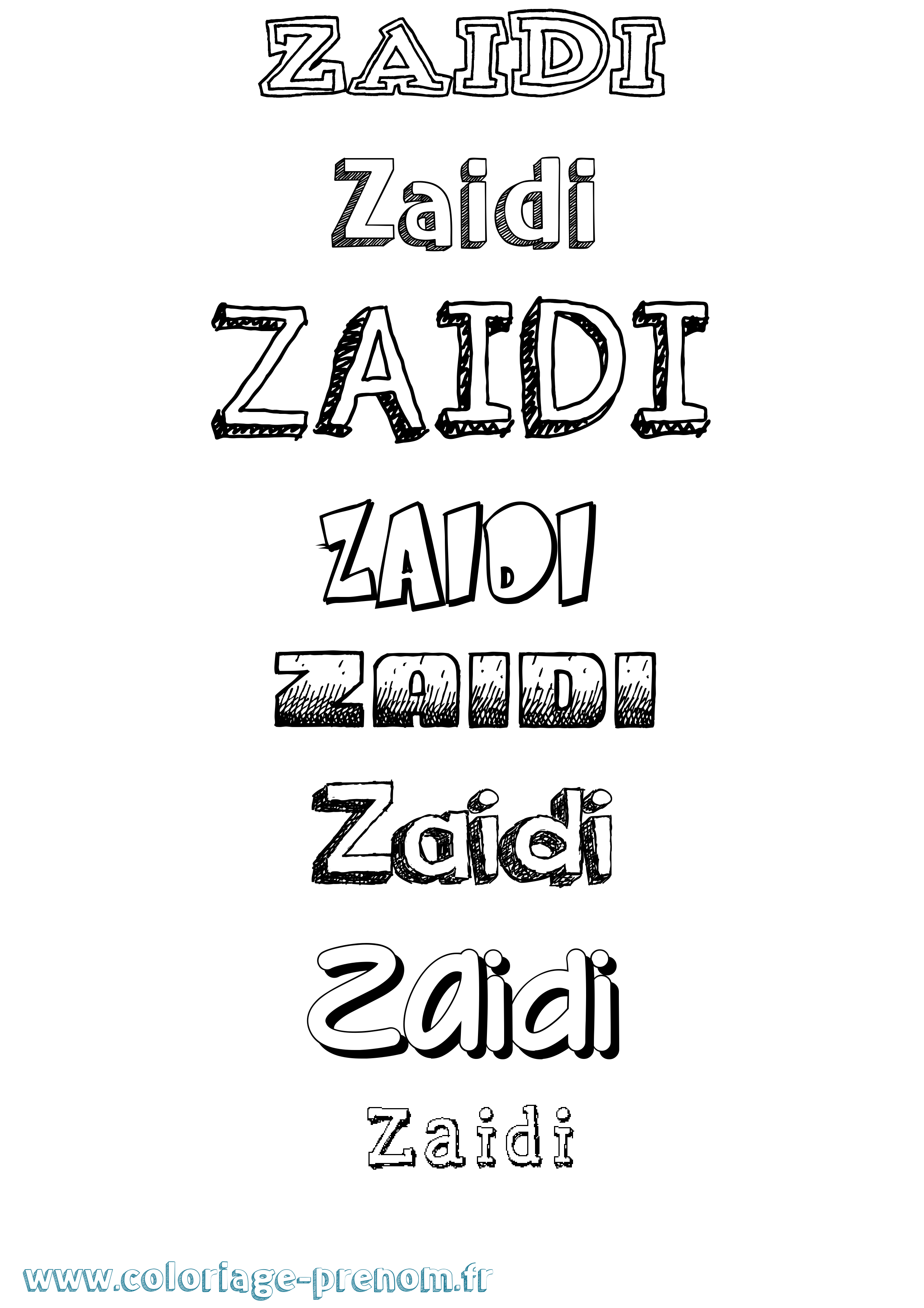 Coloriage Zaidi Dessiné Coloriage prénom Zaidi Dessiné
