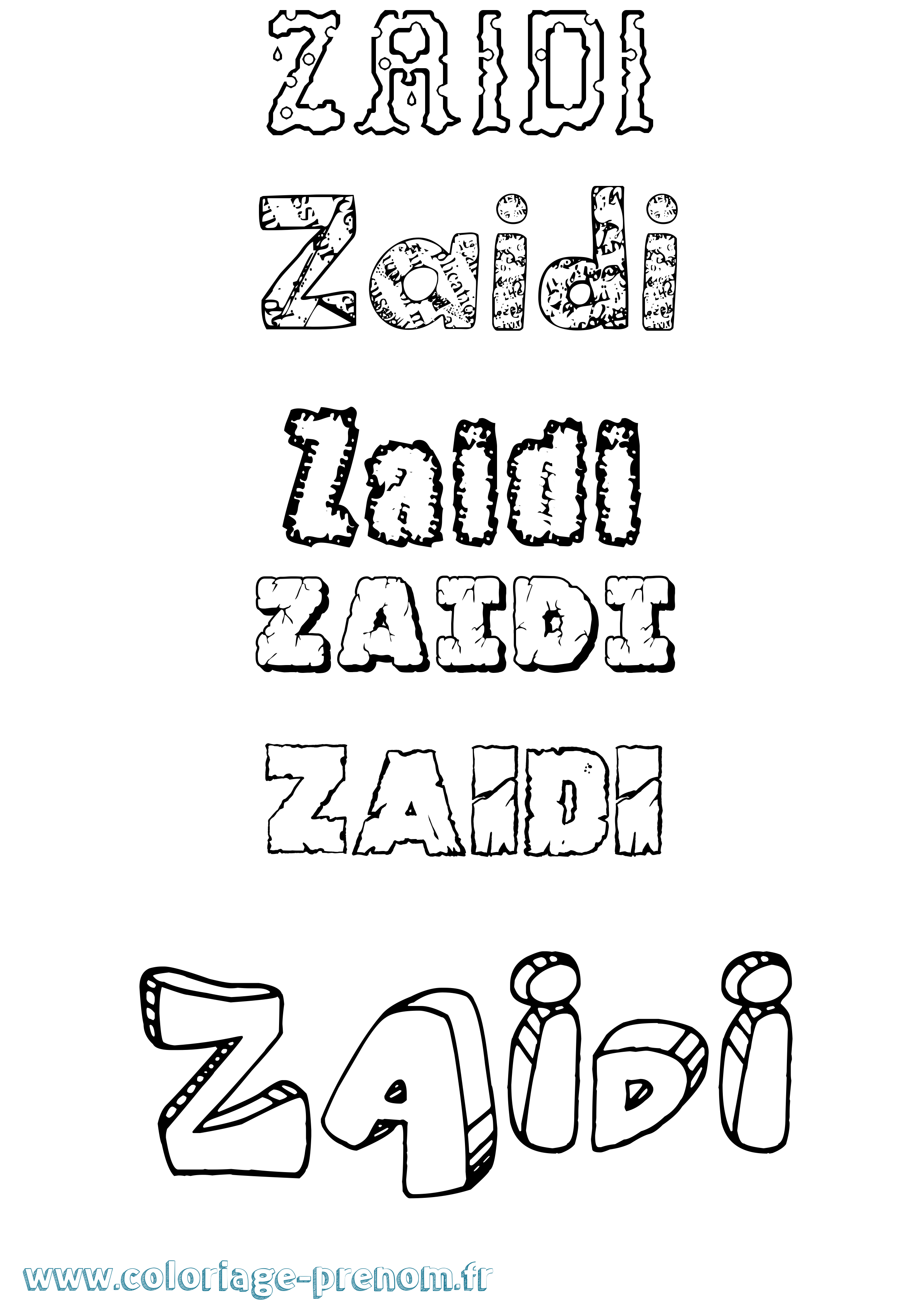 Coloriage Zaidi Destructuré Coloriage prénom Zaidi Destructuré
