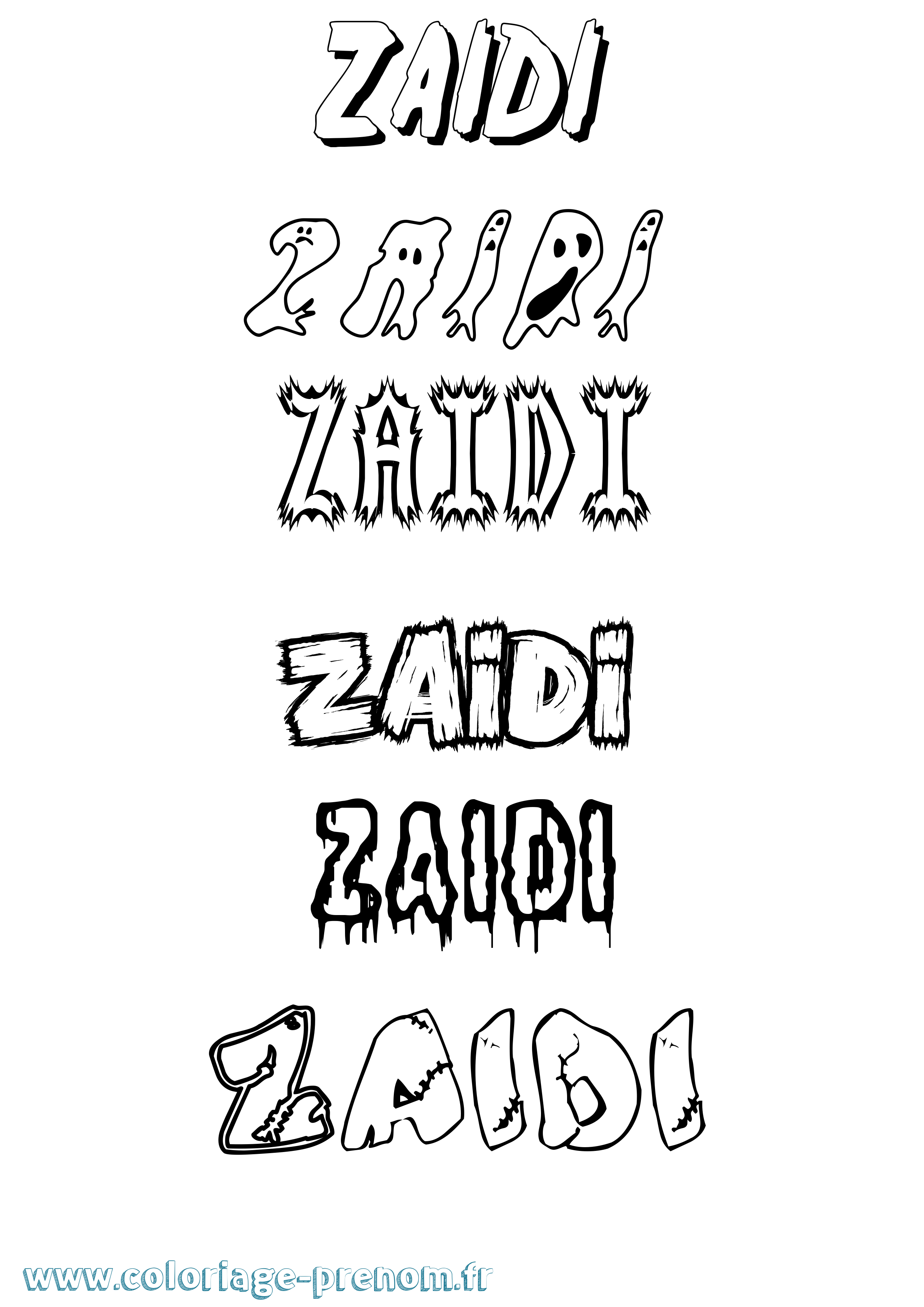 Coloriage Zaidi Frisson Coloriage prénom Zaidi Frisson
